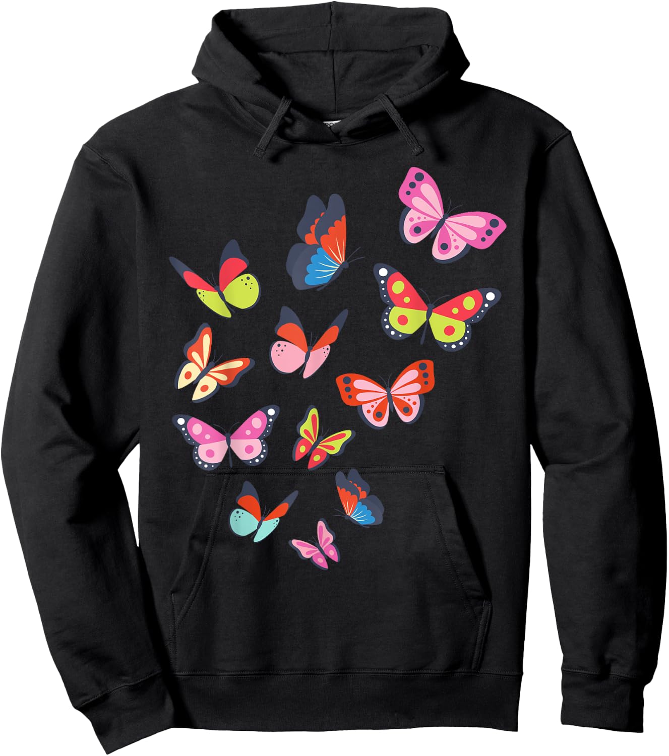 Cute Colorful Butterflies Gift Men Woman Kids Hoodie - Hoodie | Black