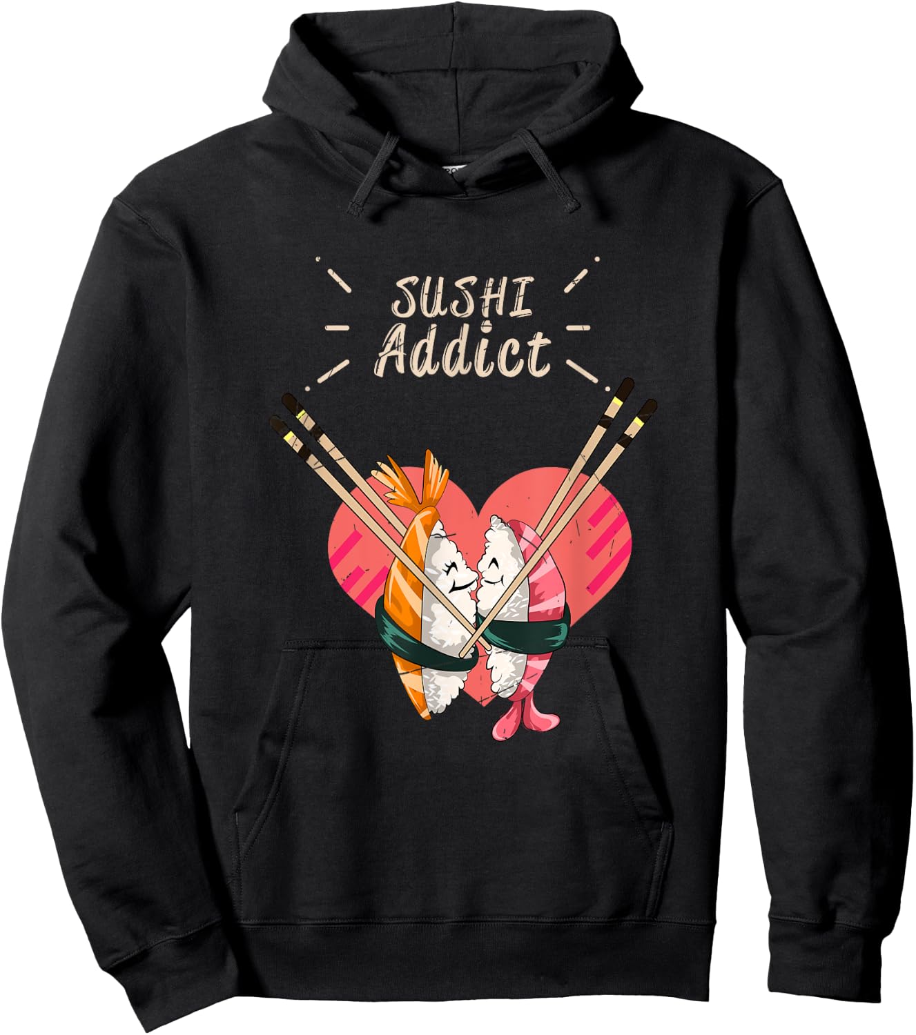 Funny Sushi Addict Valentines Day Kawaii Gift Sushi Hoodie - Hoodie | Black