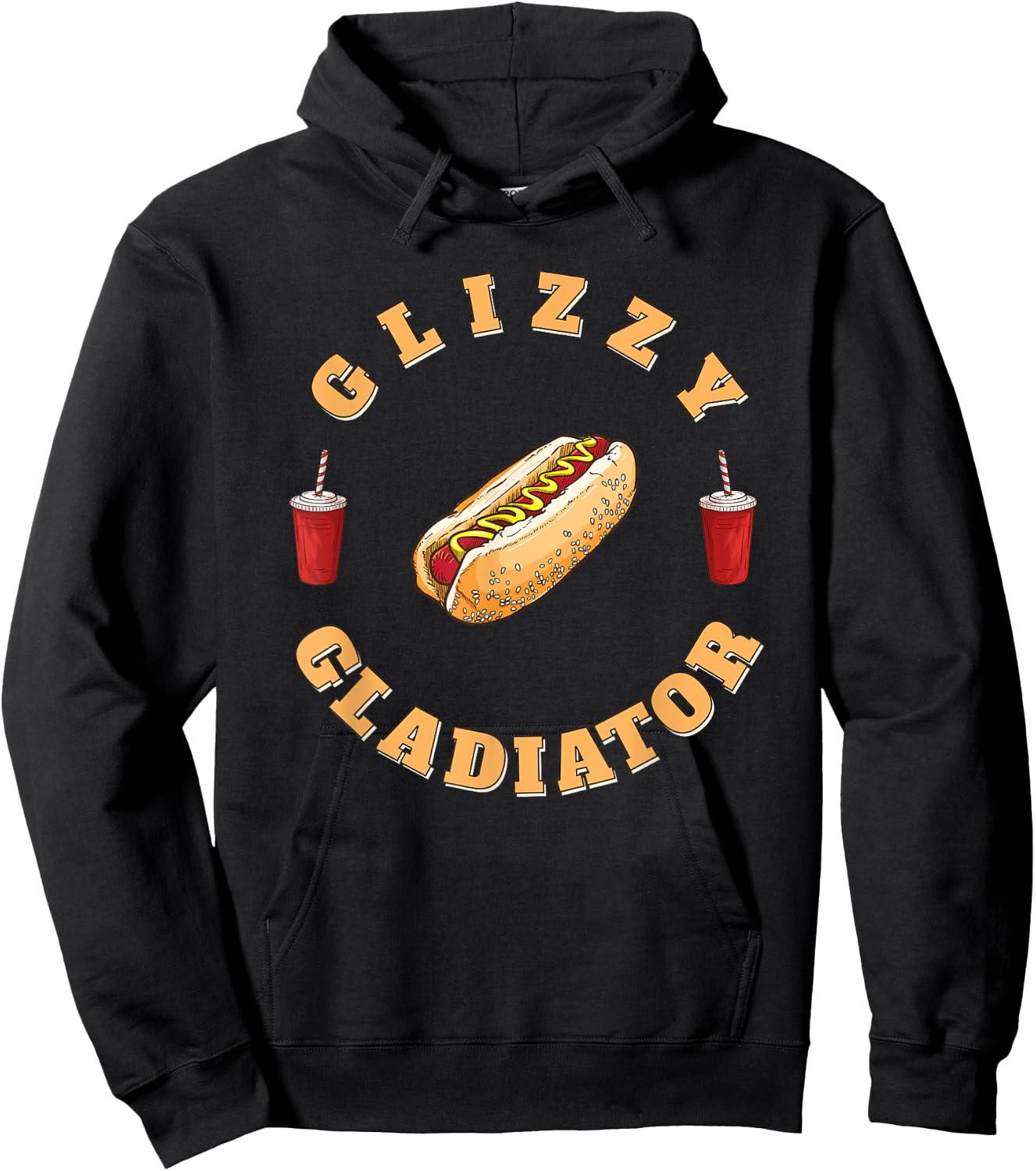 Glizzy Gladiator Funny Hotdog Humor Retro Sports Design Women Girls Kids Hoodie - Hoodie | Black
