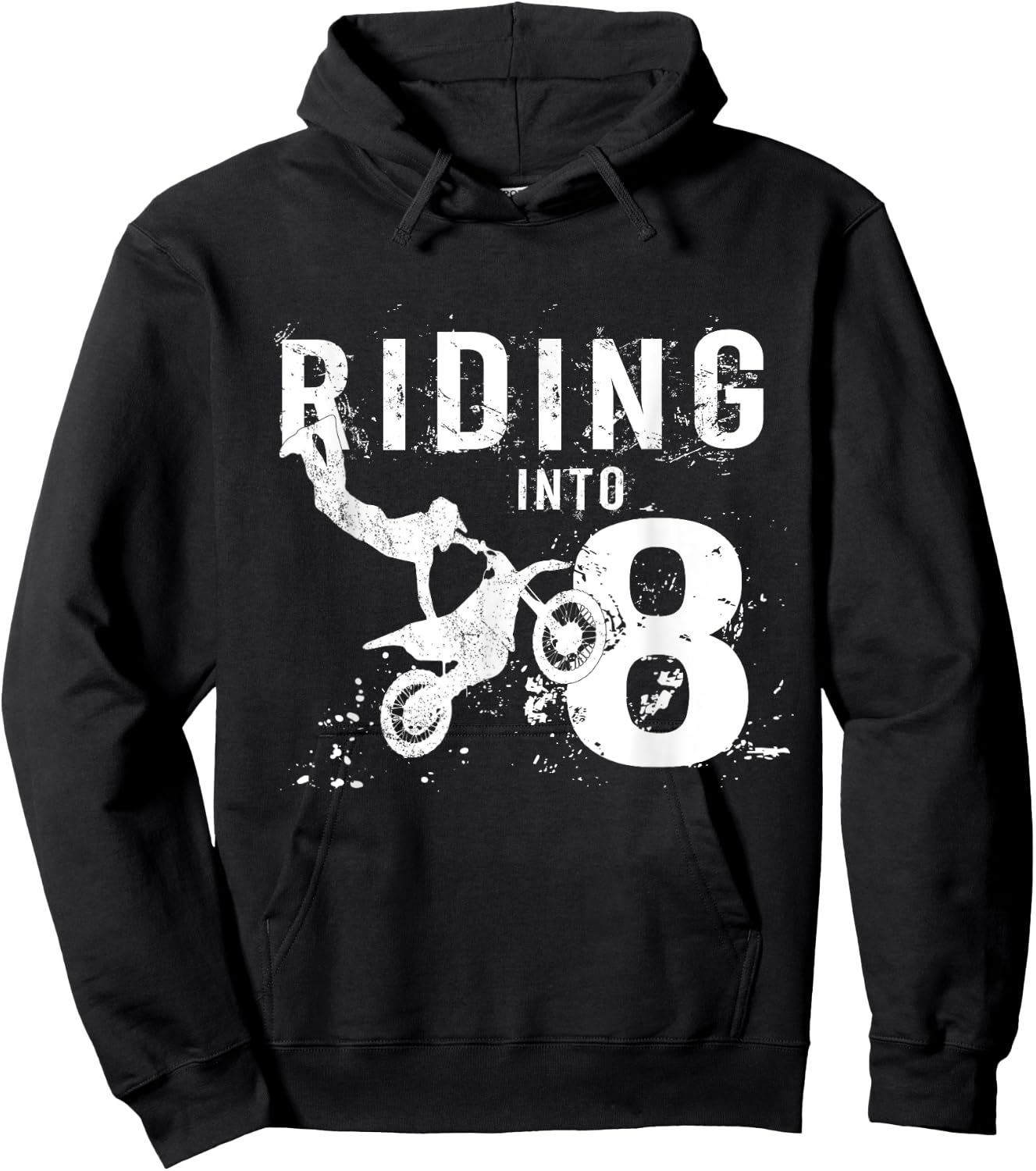 Riding Into 8 Years Old 8th Birthday Boy Dirt Bike Party Hoodie - Hoodie | Black
