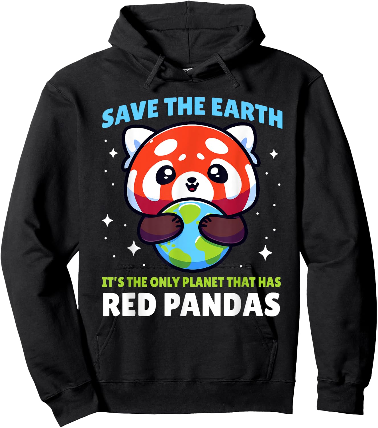 Save Earth Red Panda Design - Funny Animal Earth Day Hoodie - Hoodie | Black