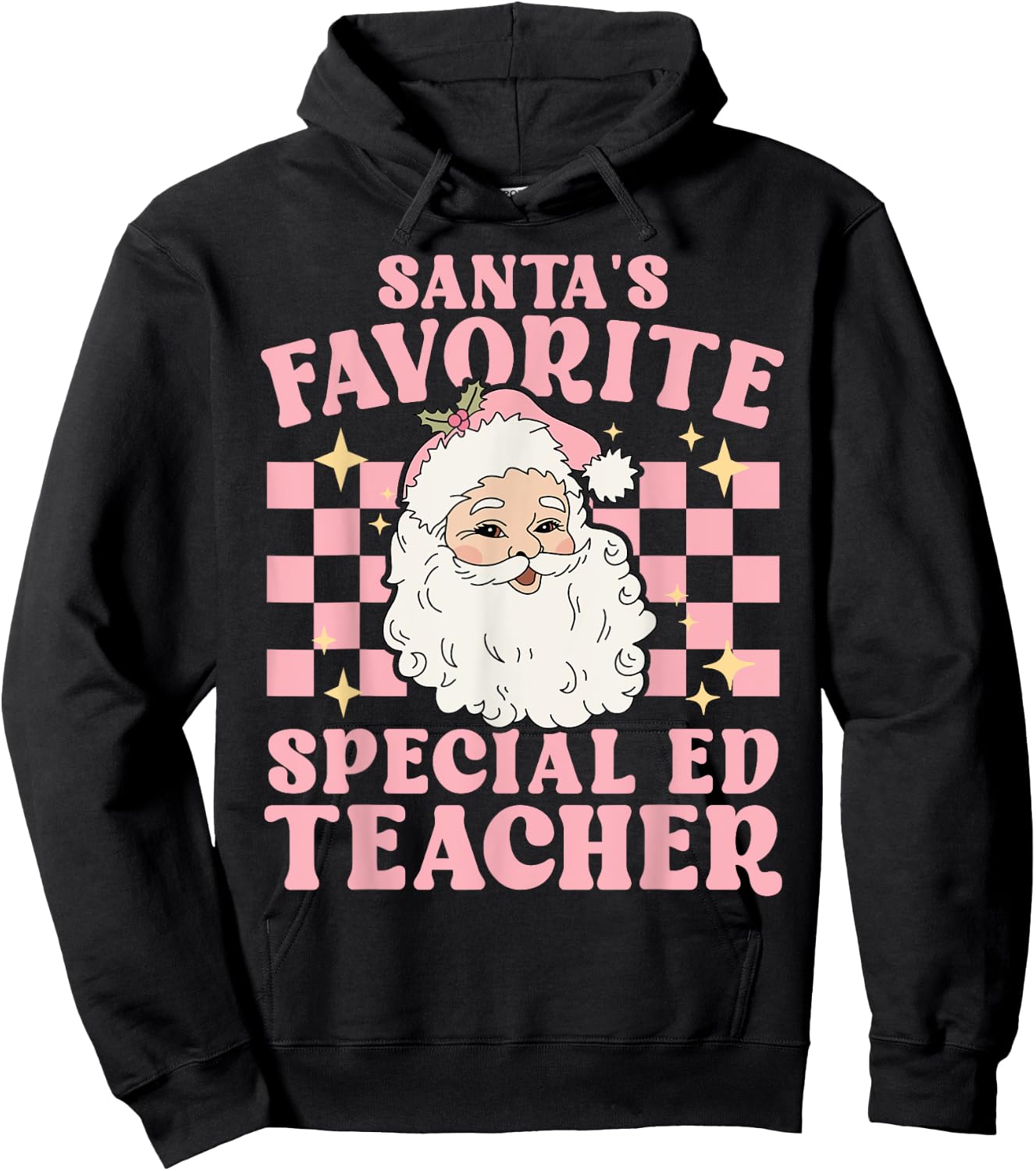 Vintage Pink Christmas Santas Favorite Special Ed Teacher Hoodie - Hoodie | Black