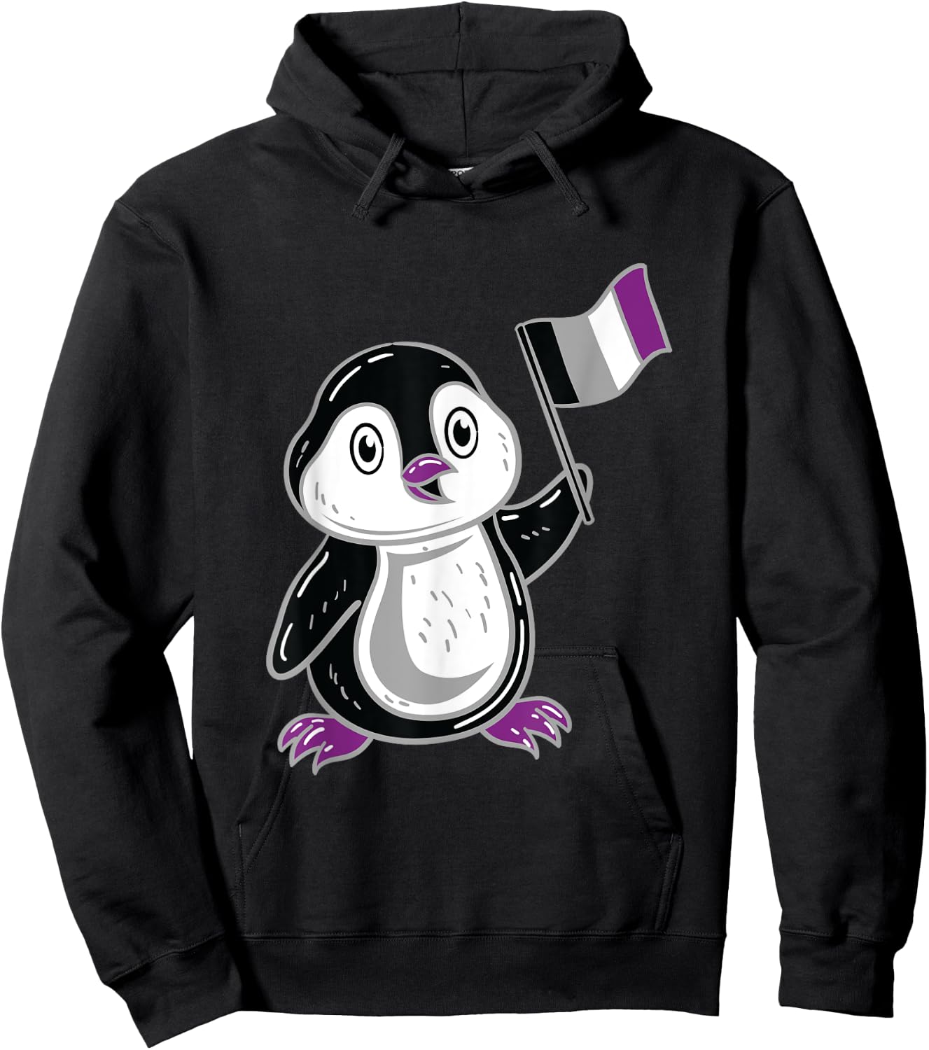 Penguin With Asexual Pride Flag Hoodie - Hoodie | Black