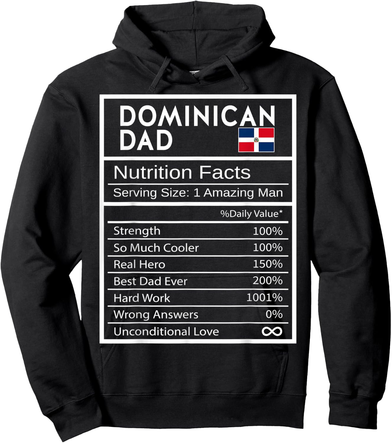Dominican Dad Nutrition Facts National Pride Father's Day Hoodie - Hoodie | Black