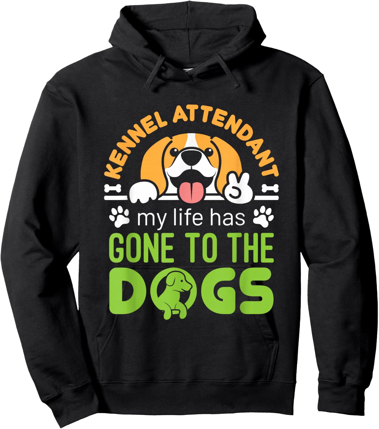 Kennel Attendant Funny Dog Saying Cute Boarding Boarder Hoodie - Hoodie | Black