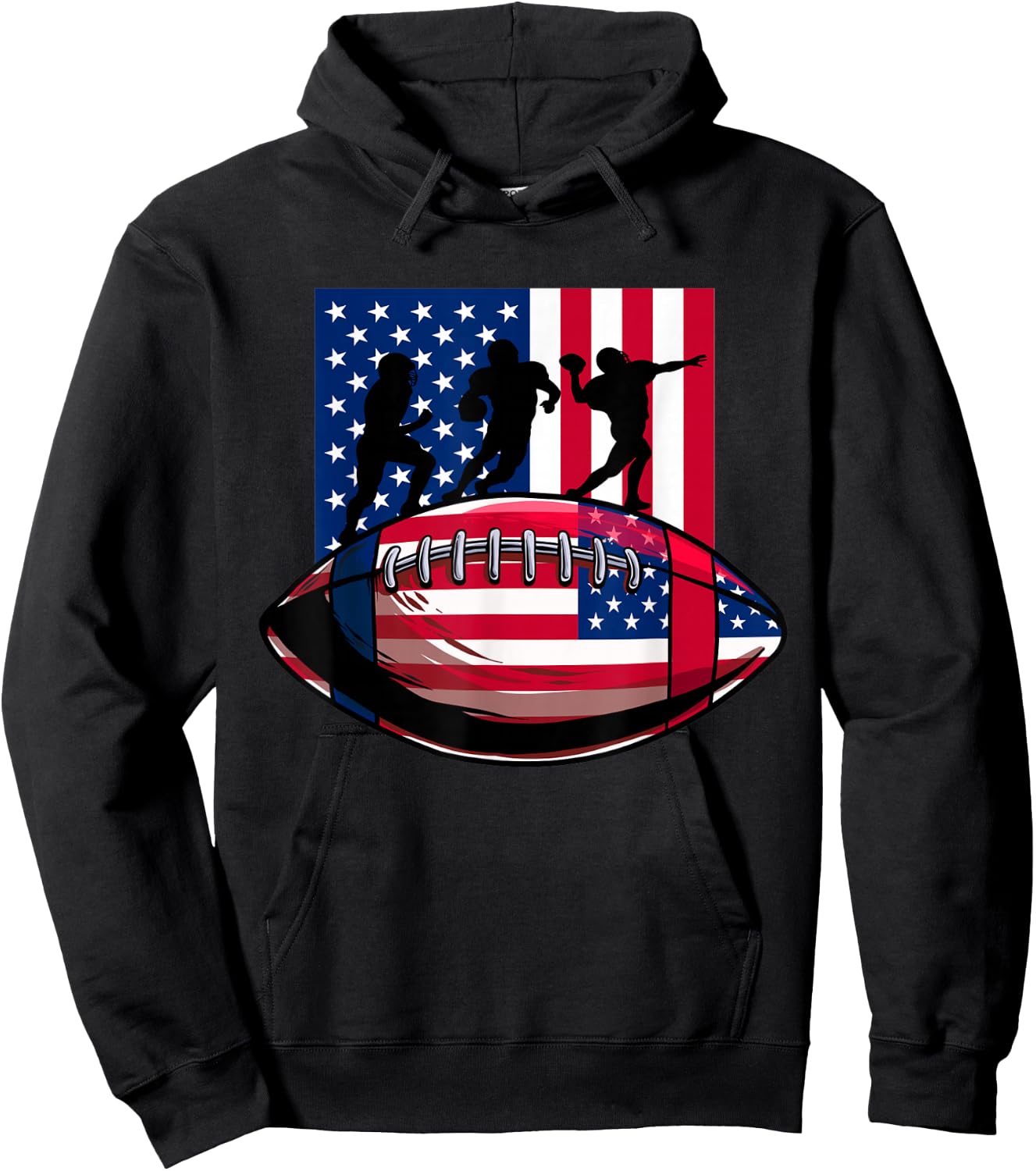USA Patriot or american football 4th of July american flag Hoodie - Hoodie | Black