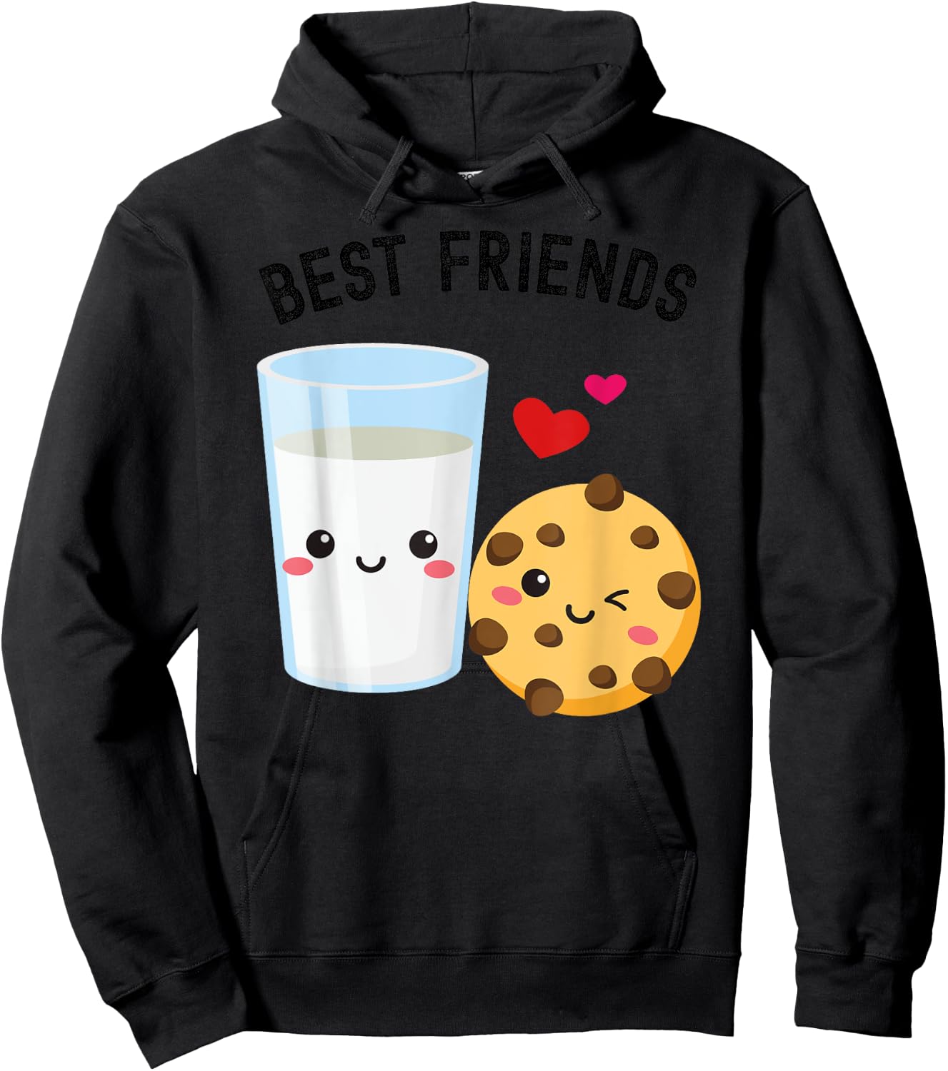 Milk and Cookie Best Friends Cute Kawaii Food & Drink Couple Hoodie - Hoodie | Black