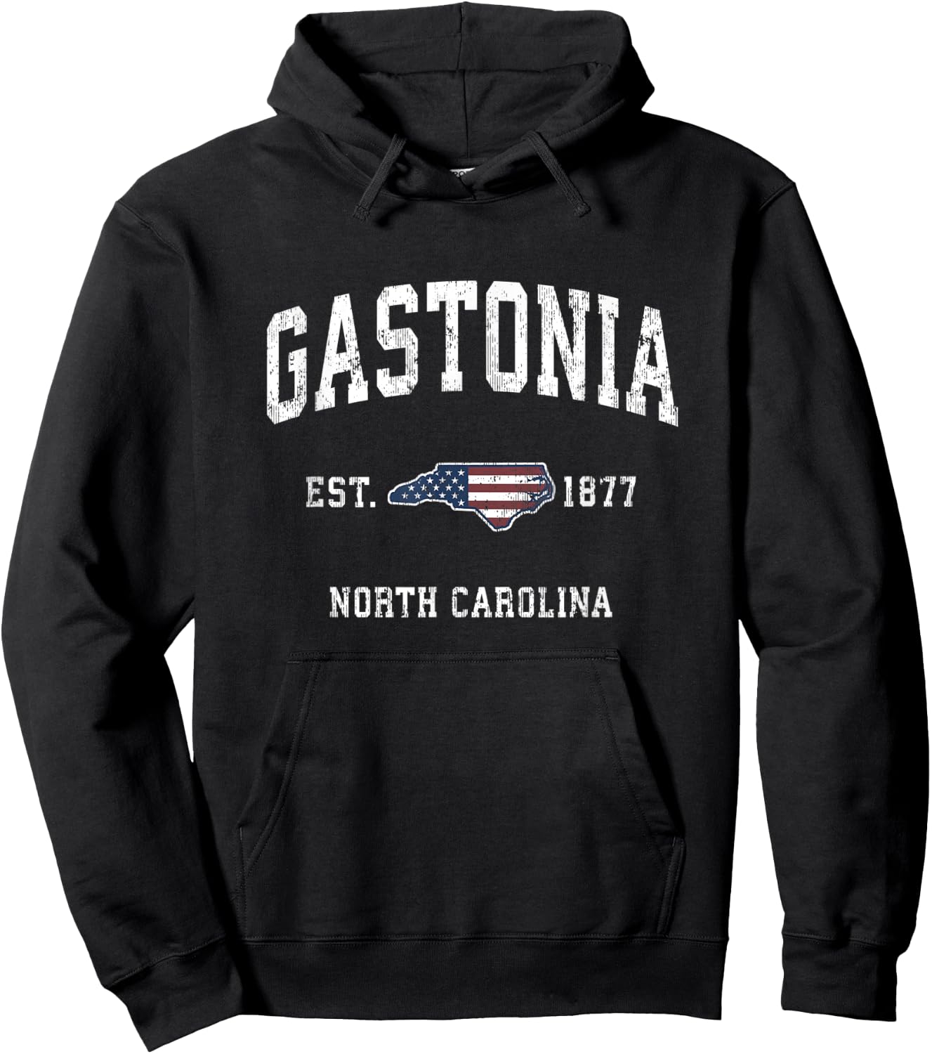 Gastonia North Carolina NC Vintage American Flag Design Kids Men Hoodie - Hoodie | Black