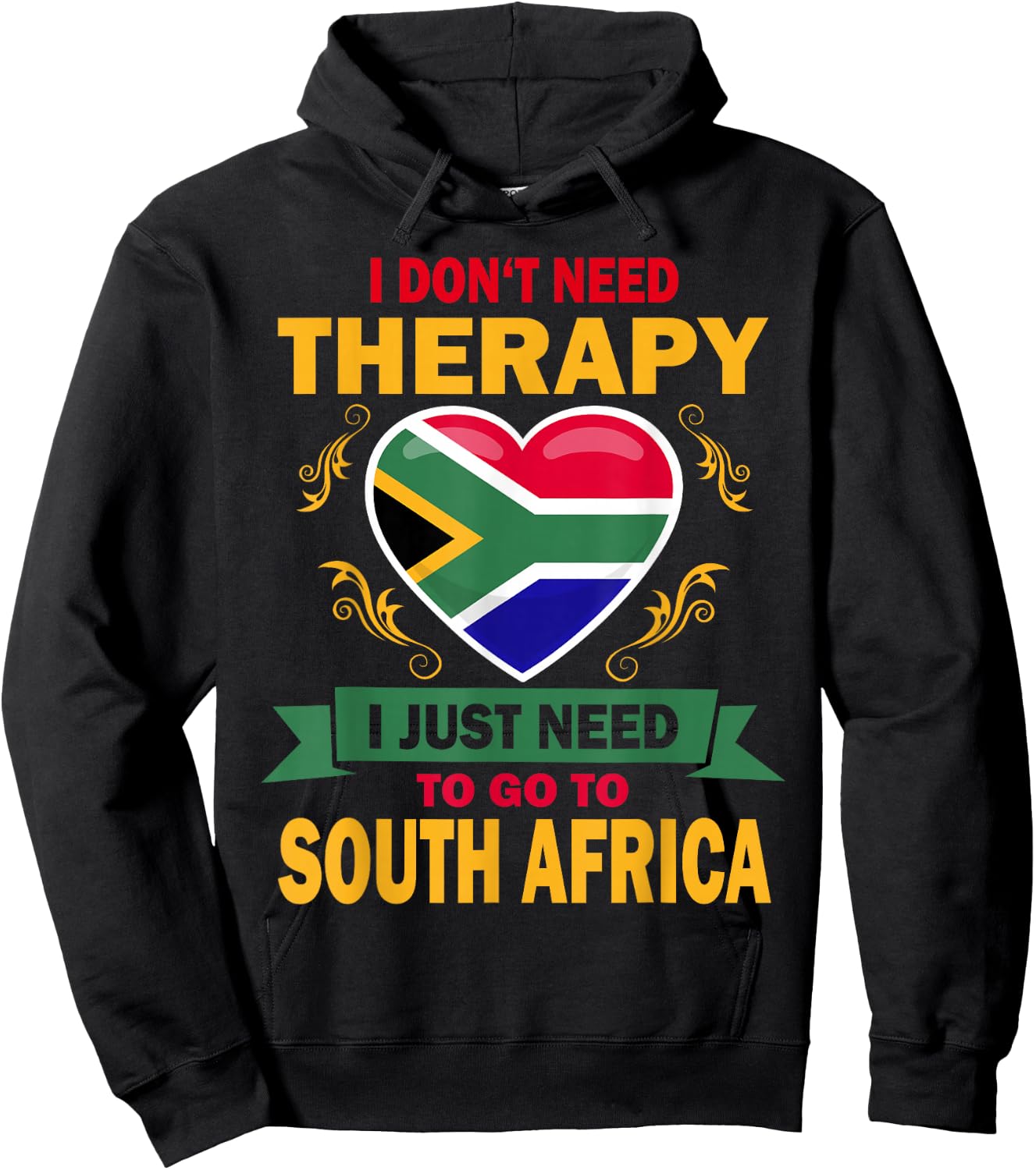 South African Flag Vacation Gift Therapy Funny South Africa Hoodie - Hoodie | Black