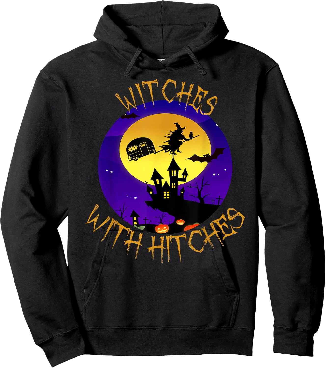 Witches with Hitches Halloween Camping Gift Hoodie - Hoodie | Black
