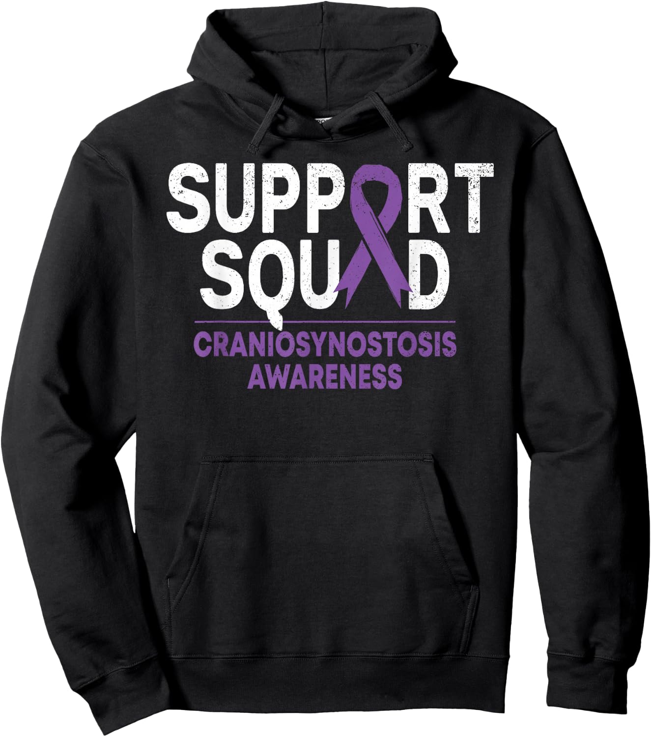 Support Squad Craniosynostosis CSO Awareness Purple Ribbon Hoodie - Hoodie | Black