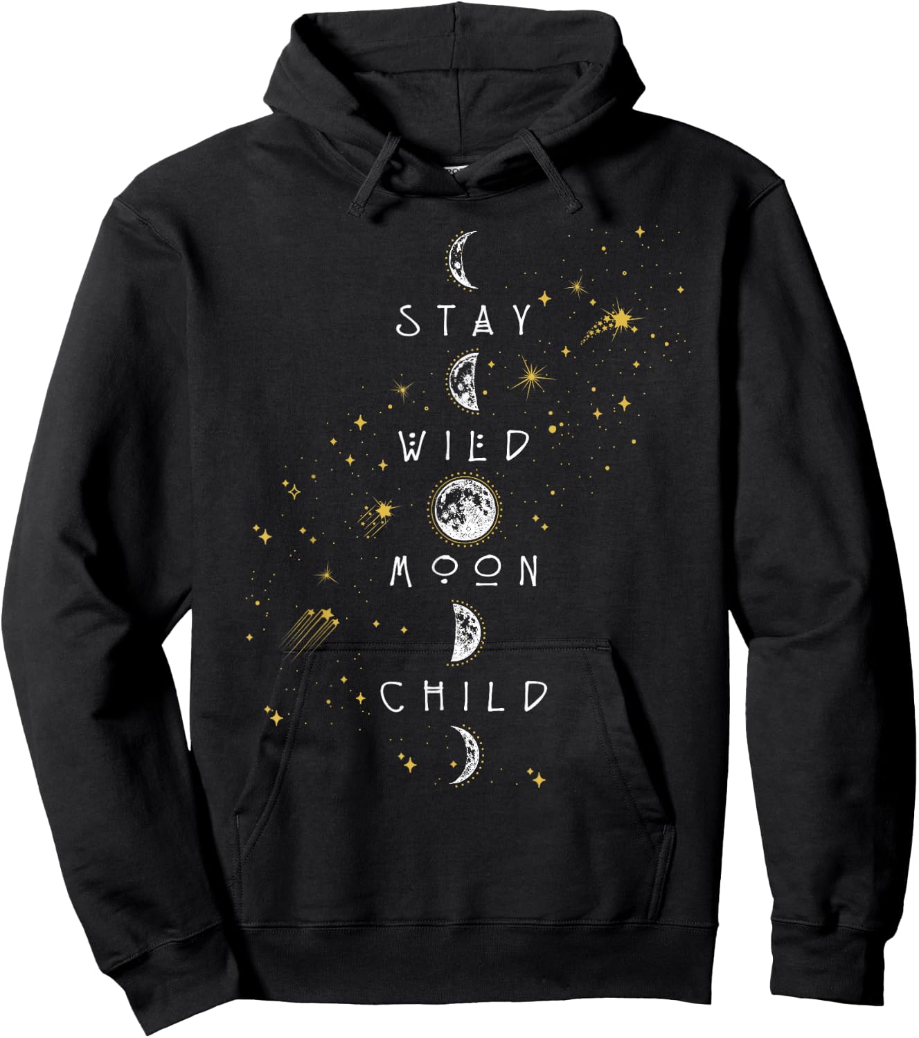 Moon Phase Design Stay Wild Moon Child Hoodie - Hoodie | Black