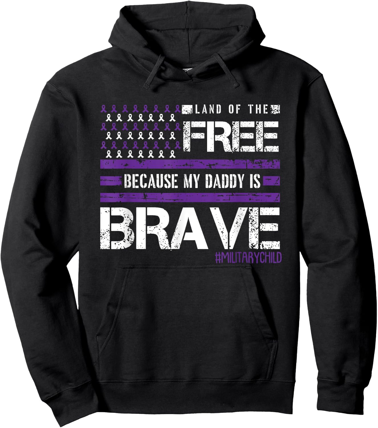 Land Of The Free Month Of The Military Child American Flag Hoodie - Hoodie | Black