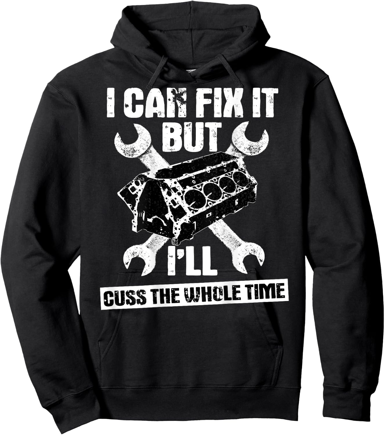 Mechanic Funny Car Repair Design On Back Hoodie - Hoodie | Black