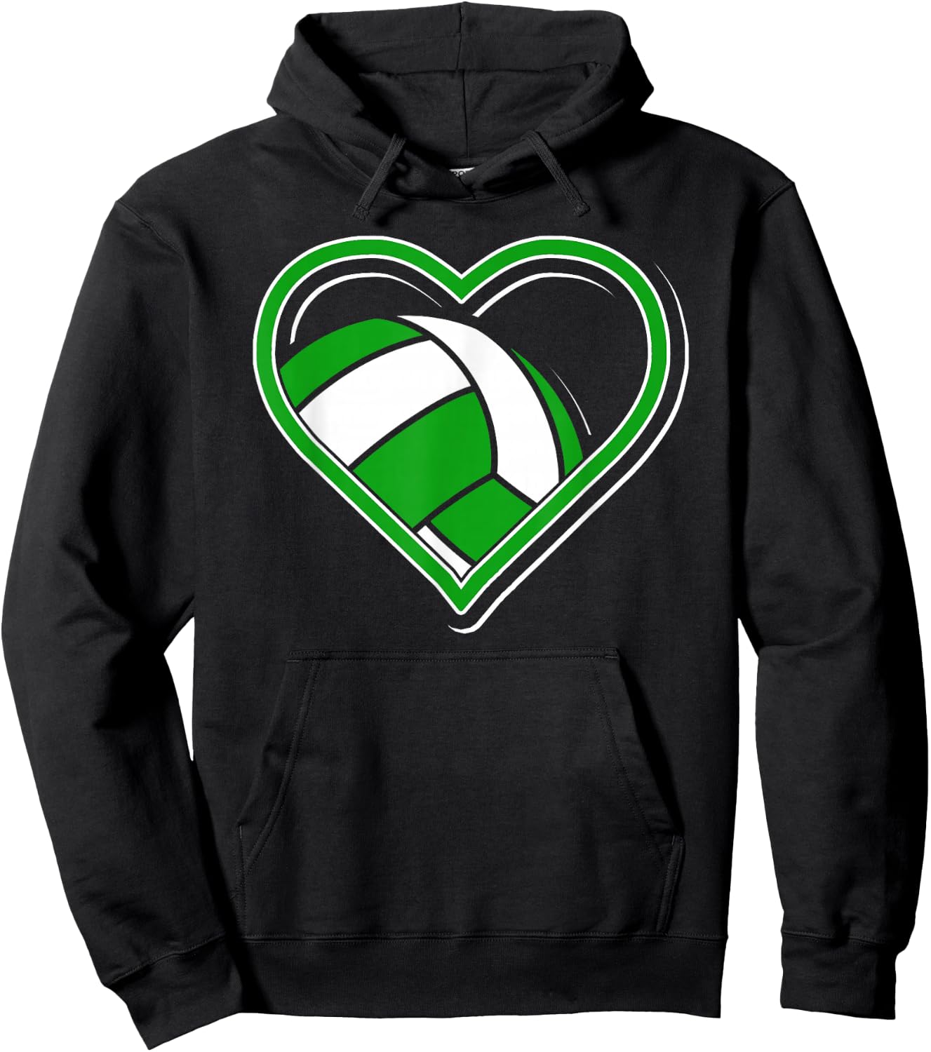 Green Volleyball Heart for Volleyball Lovers Hoodie - Hoodie | Black