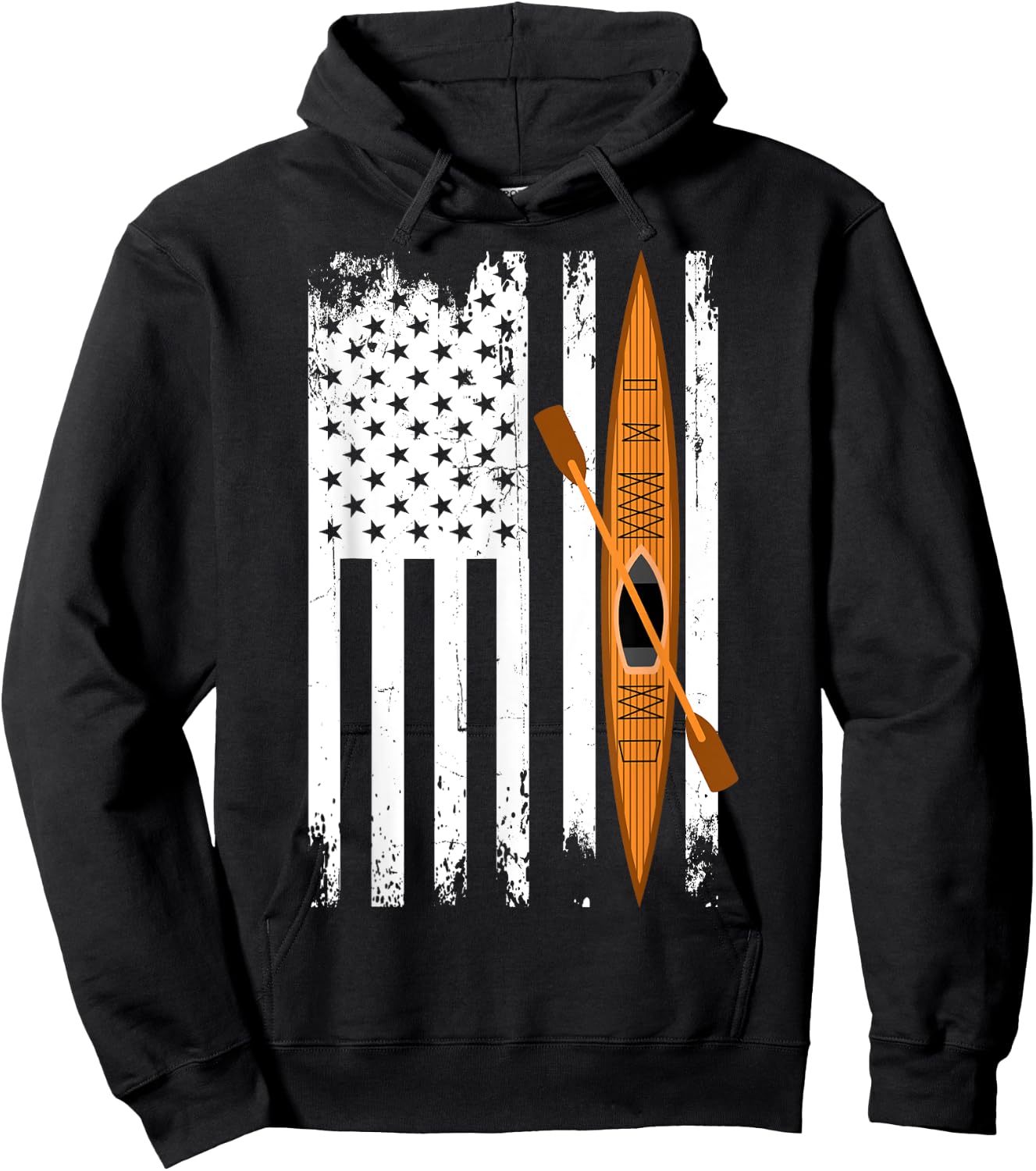 Kayak US Flag Kayaking Outdoor Adventurer Athletic Kayaker Hoodie - Hoodie | Black