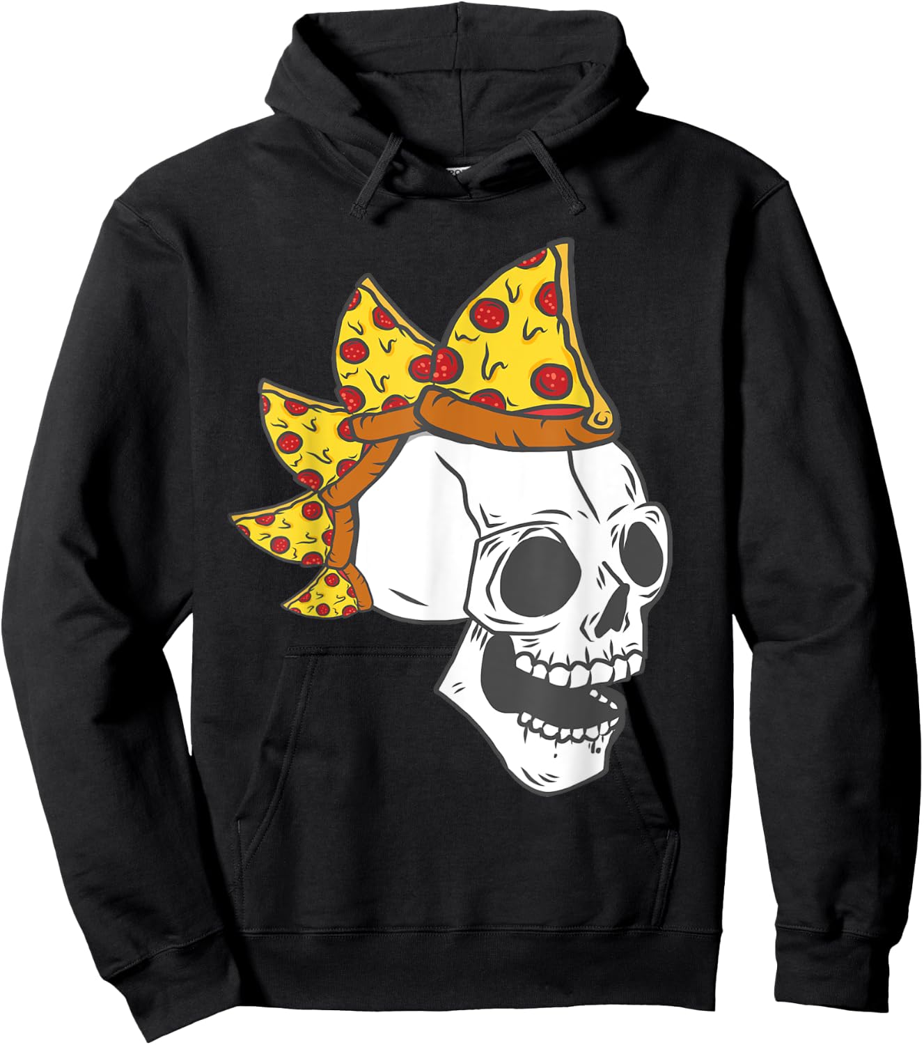 Pizza Mohawk Hair Rocker Skull Halloween Kids Costumes Gifts Hoodie - Hoodie | Black