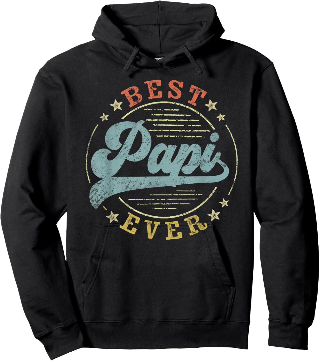 Best Papi Ever Father's Day Papi Gifts Vintage Emblem Hoodie - Hoodie | Black