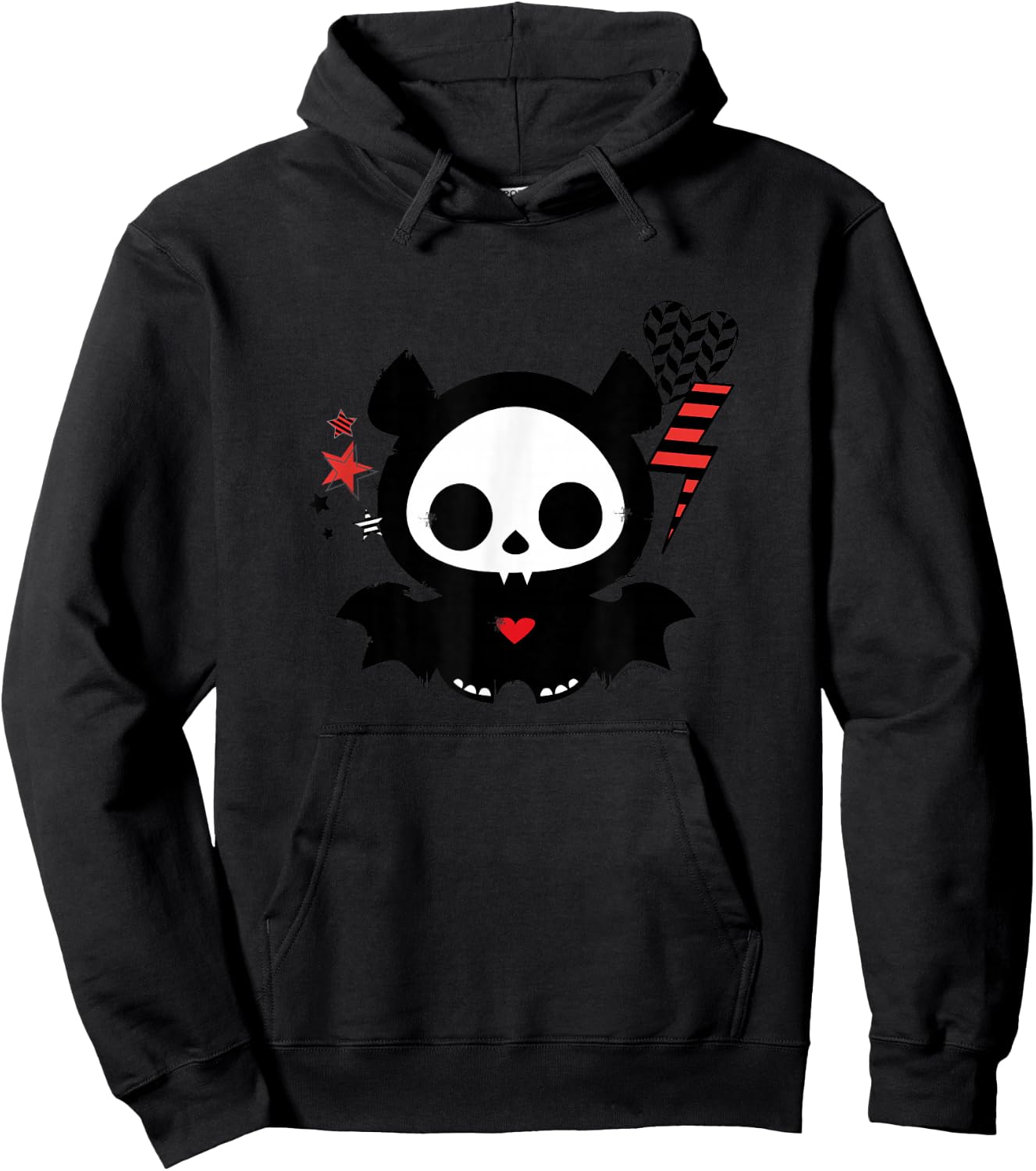 Skelanimals Vintage Pop Art Diego Bat Lightning Heart Icons Hoodie - Hoodie | Black