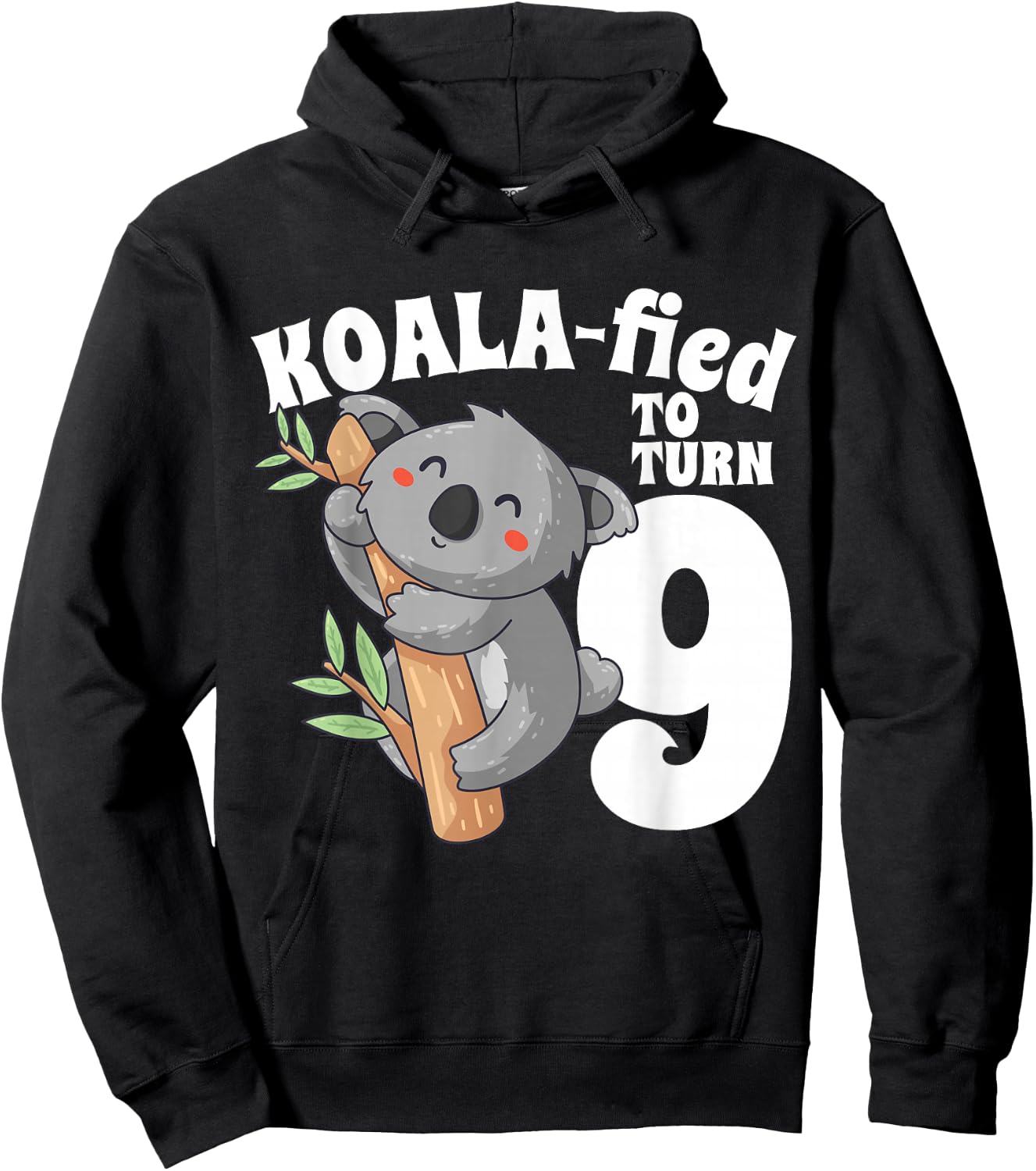 9 Year Old Koala Birthday Koalafied Girl Cute 9th Girls Gift Hoodie - Hoodie | Black