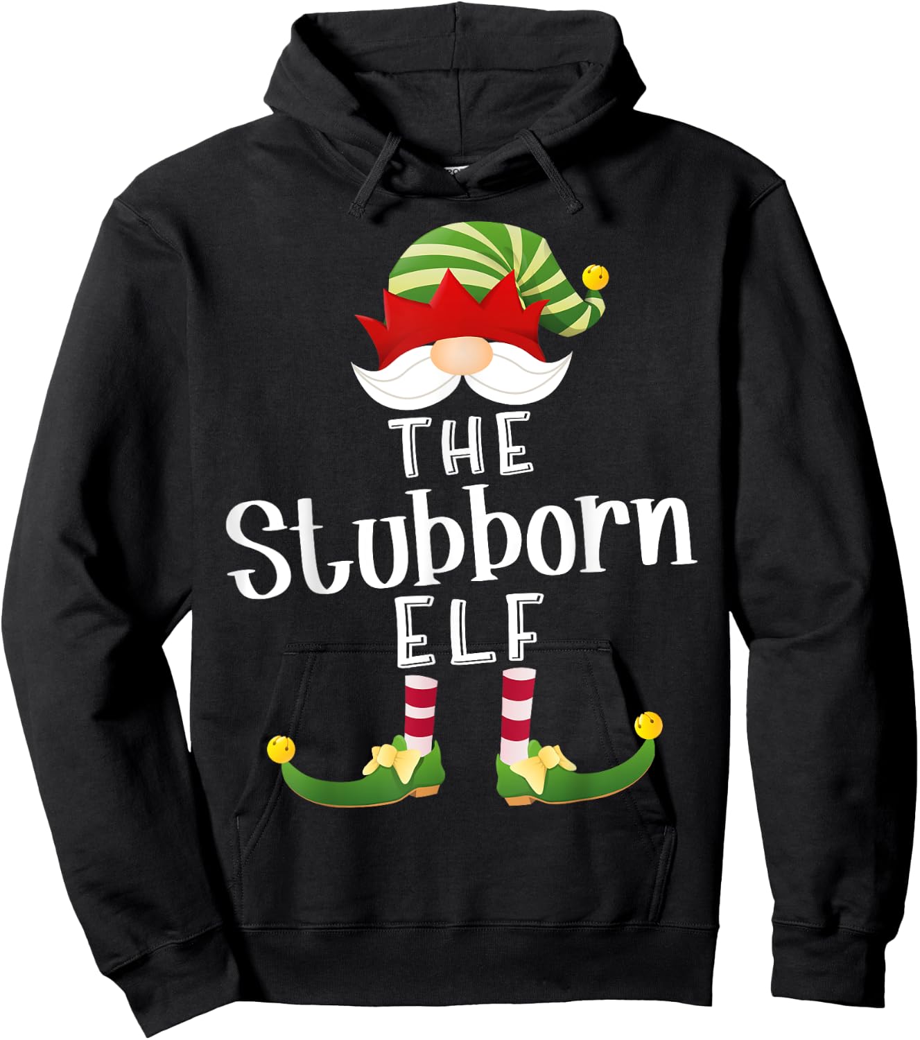 Stubborn Elf Group Christmas Funny Pajama Party Hoodie - Hoodie | Black