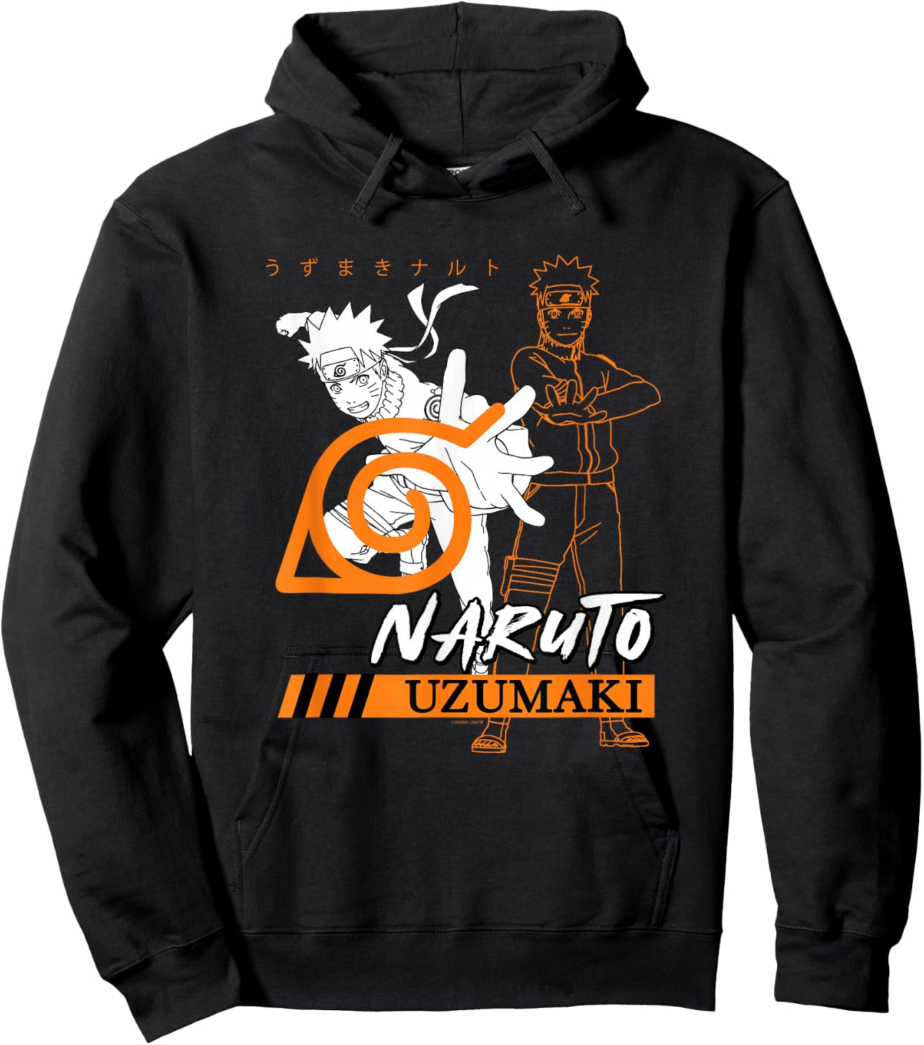Naruto Shippuden Uzumaki Overlap Hidden Leaf Village Symbol Hoodie - Hoodie | Black