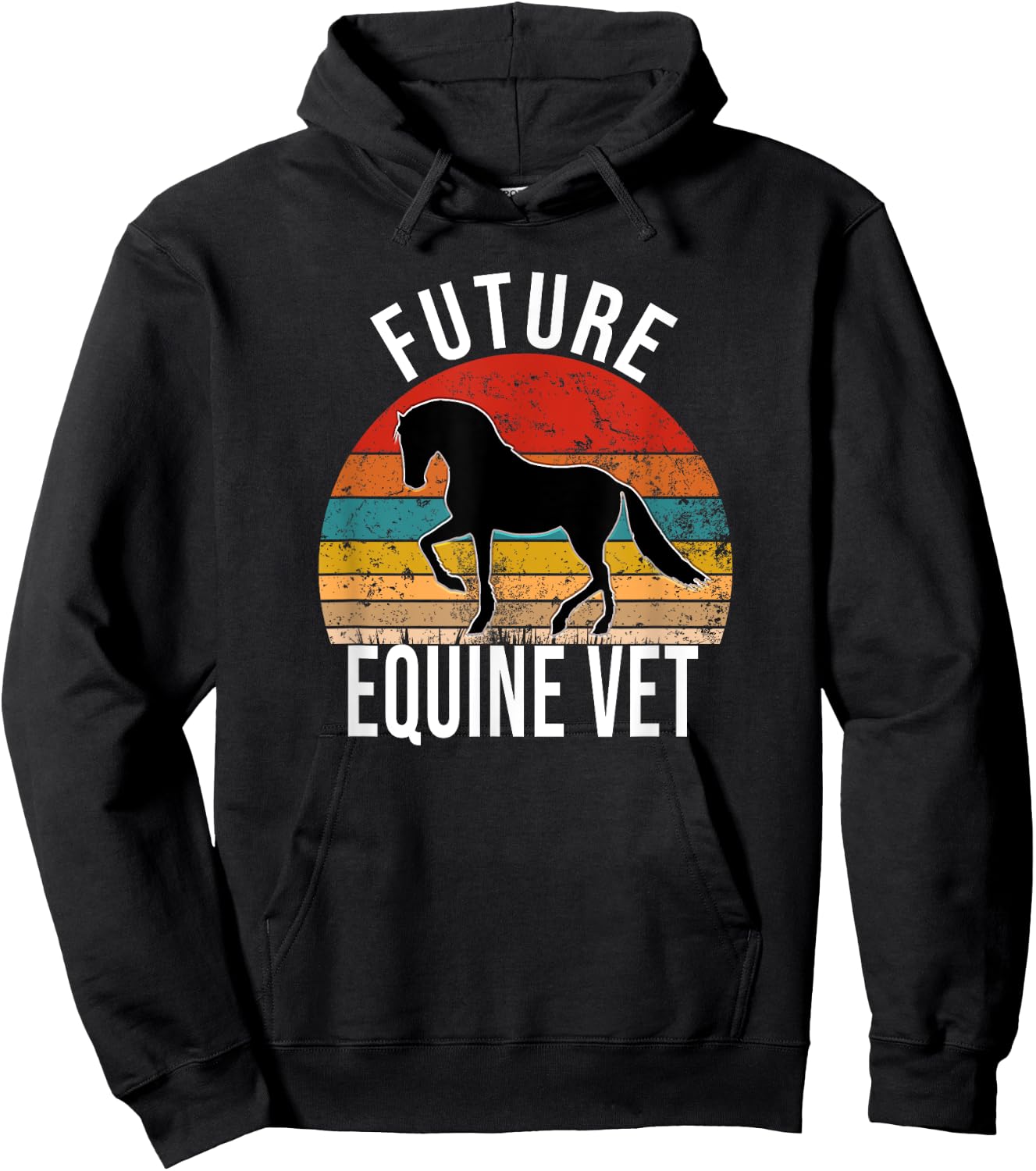 Future Equine Vet Vintage Horse Veterinarian Hoodie - Hoodie | Black
