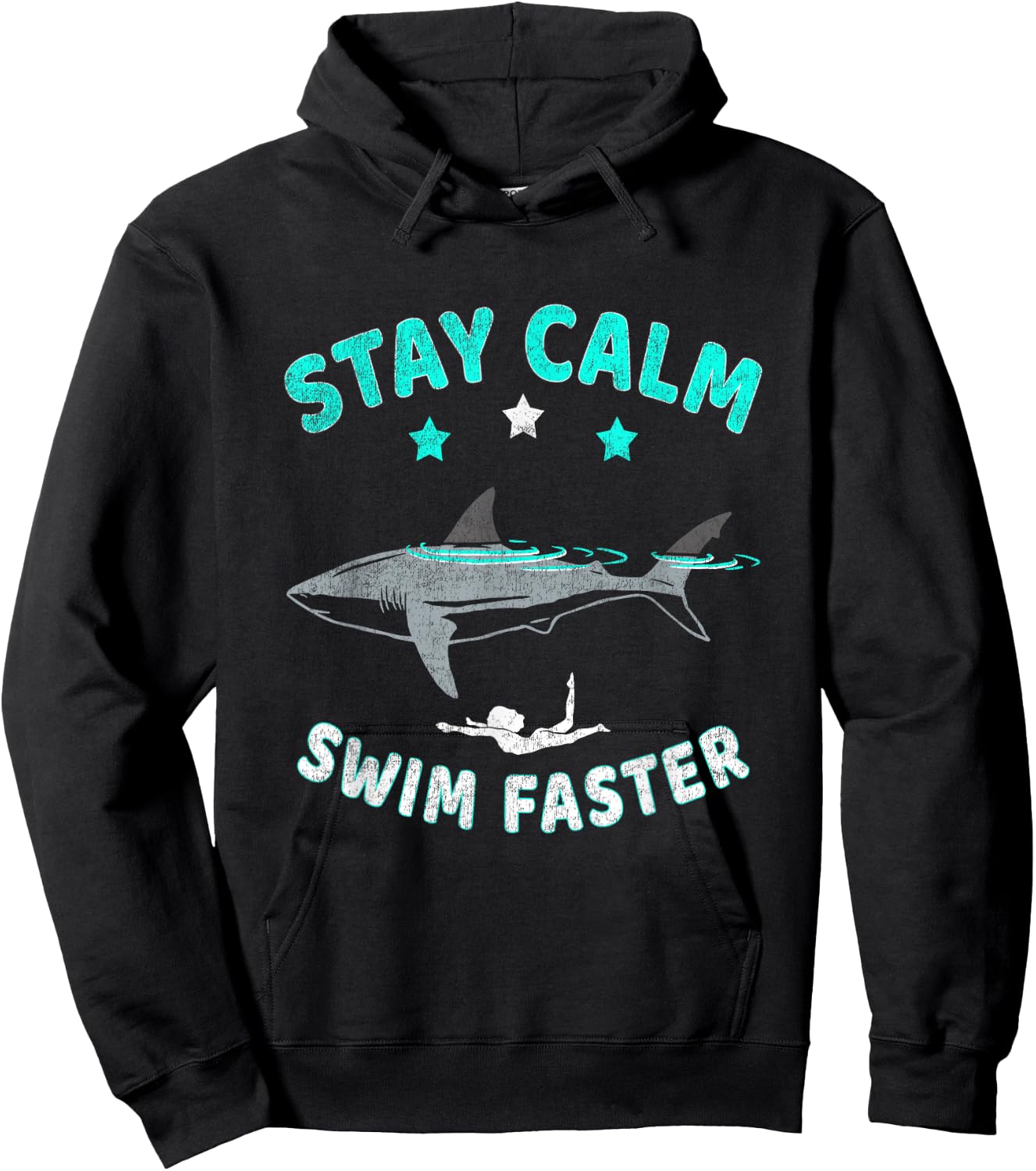 Swimming with Shark - Stay calm ... swim faster Hoodie - Hoodie | Black