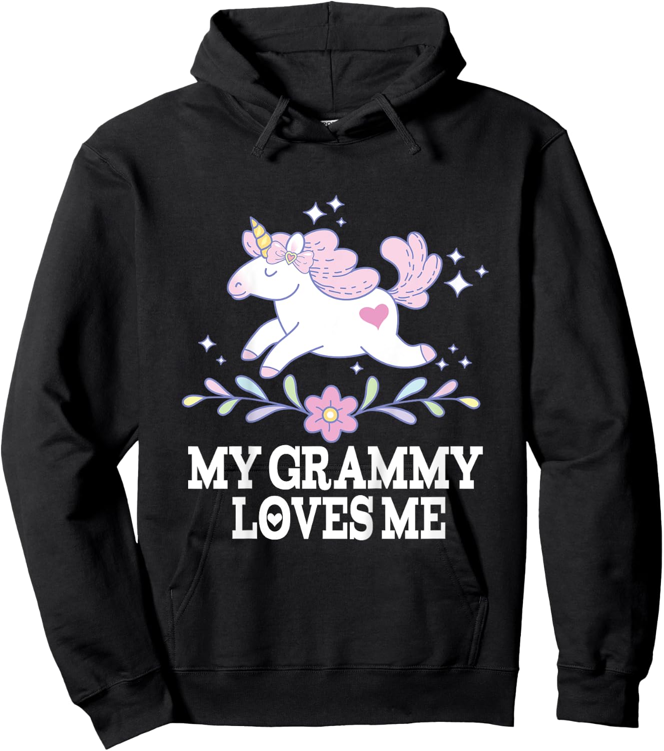 My Grammy Loves Me Granddaughter Unicorn for Girl Hoodie - Hoodie | Black