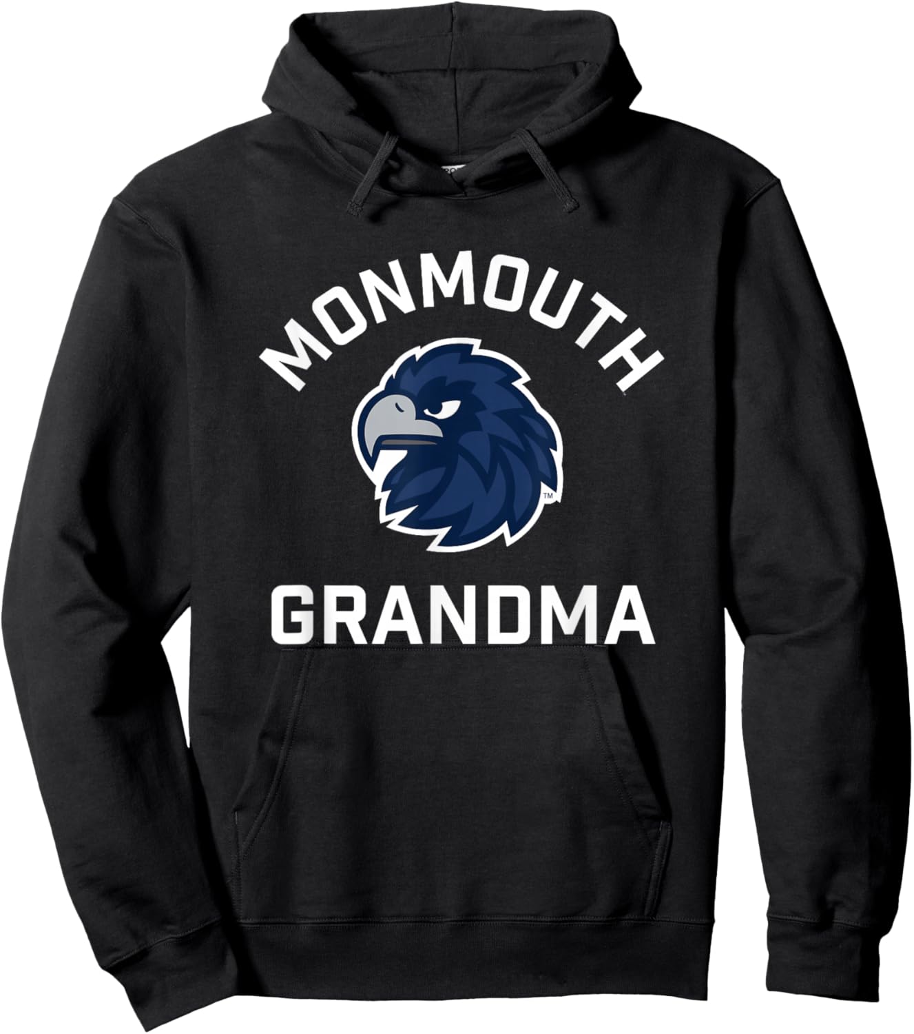 Monmouth University Hawks Arched Grandma Hoodie - Hoodie | Black