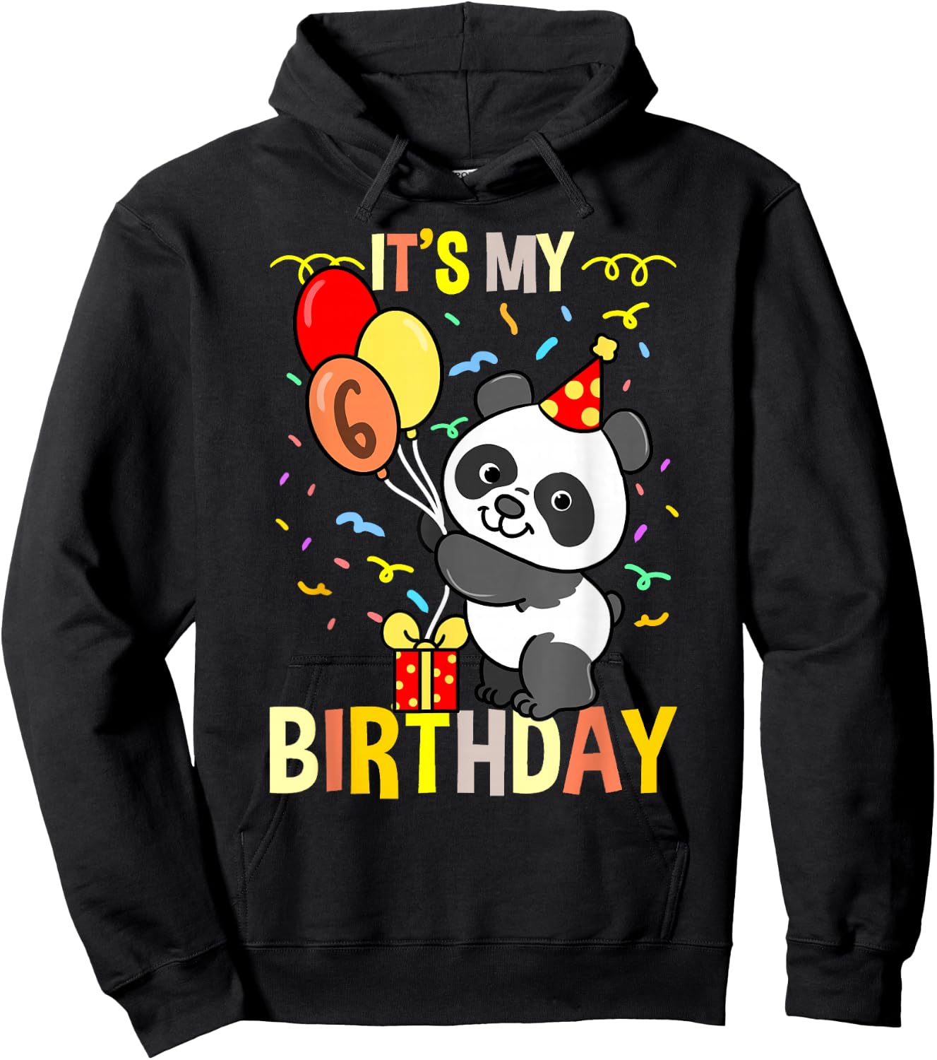 Its My 6th Birthday Panda Animal Hoodie - Hoodie | Black
