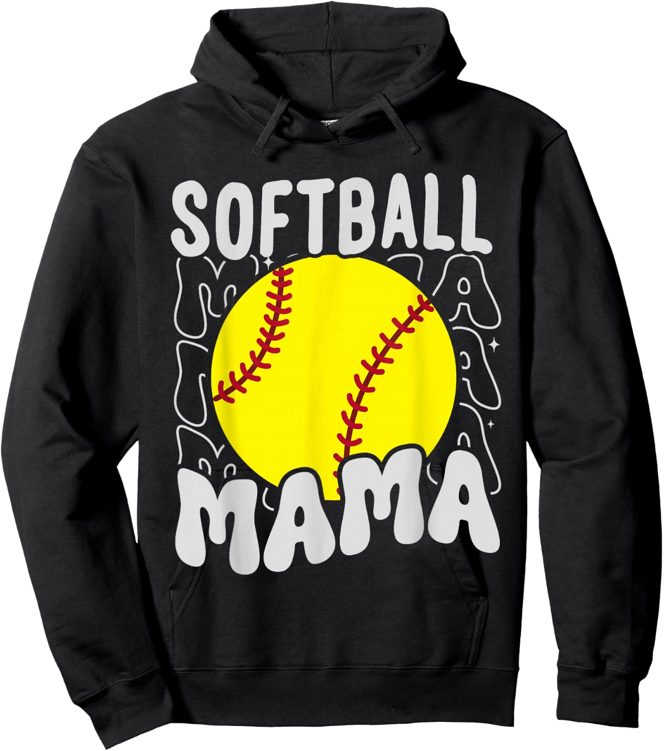 Groovy Softball Mama Softball Daughters Game Mothers Day Hoodie - Hoodie | Black