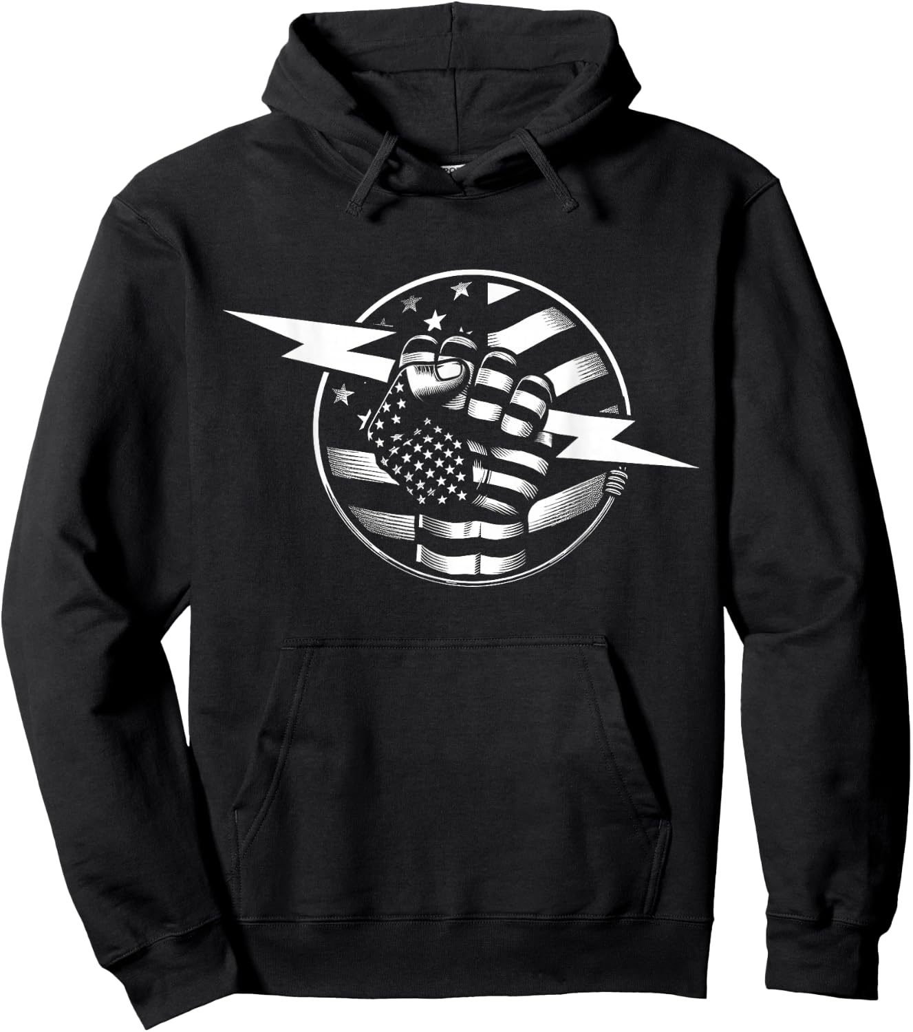 Electrician Hero American Flag Electrical Worker Hoodie - Hoodie | Black