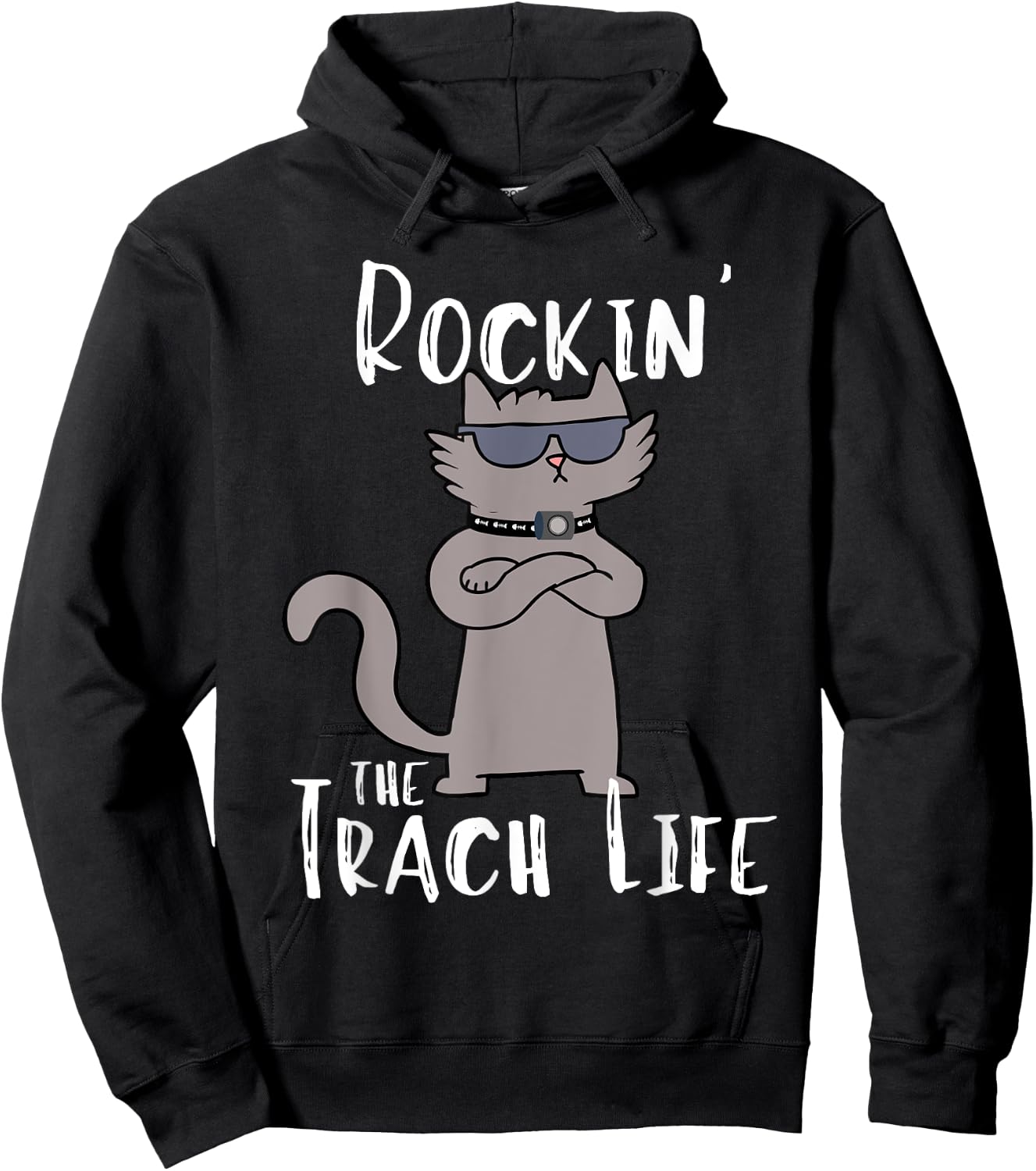 Rockin' the Trach Life Cool Cat Tracheostomy Awareness Hoodie - Hoodie | Black