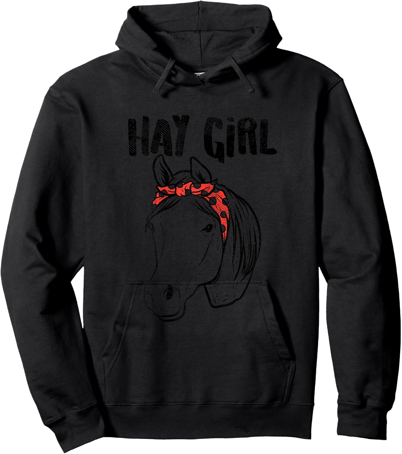Hay Girl Horse Bandana Animal Country Farm Girls Women Gift Hoodie - Hoodie | Black