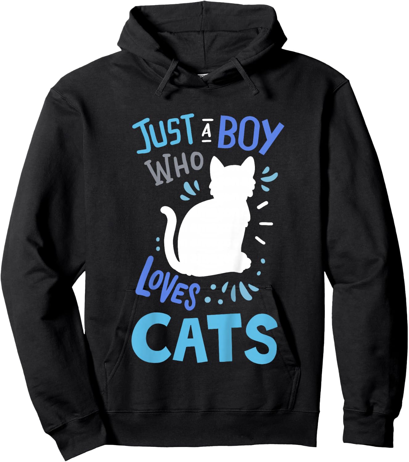 Kids Cat Just A Boy Who Loves Cats for Cat Lovers Hoodie - Hoodie | Black