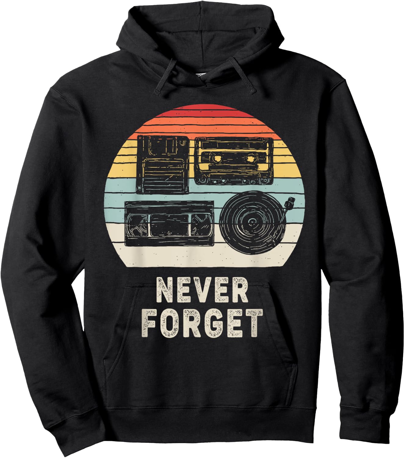 Vintage Retro Never Forget Nostalgia Hoodie - Hoodie | Black