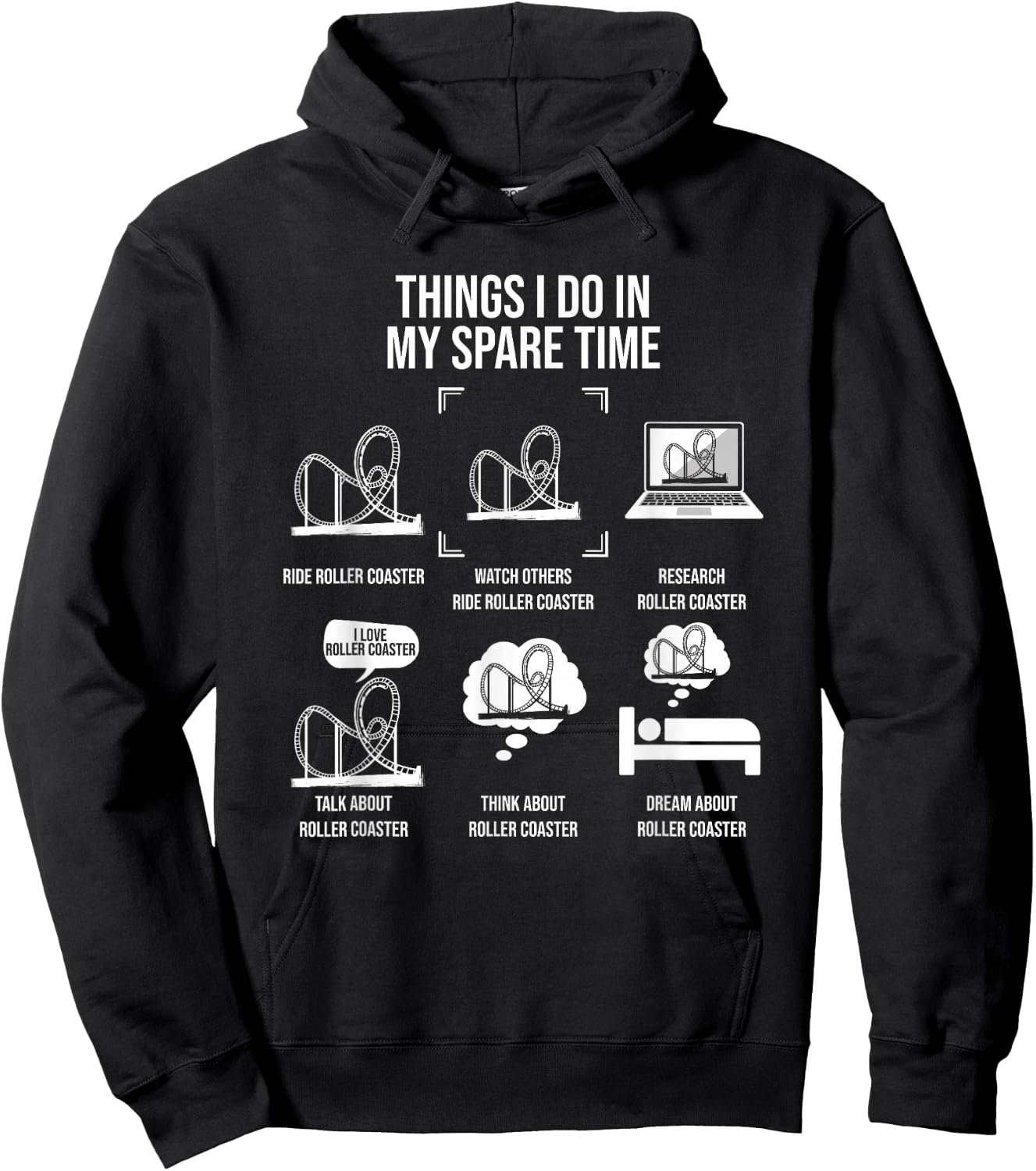 Things I Do in My Spare Time, Rollercoaster Theme Park Hoodie - Hoodie | Black