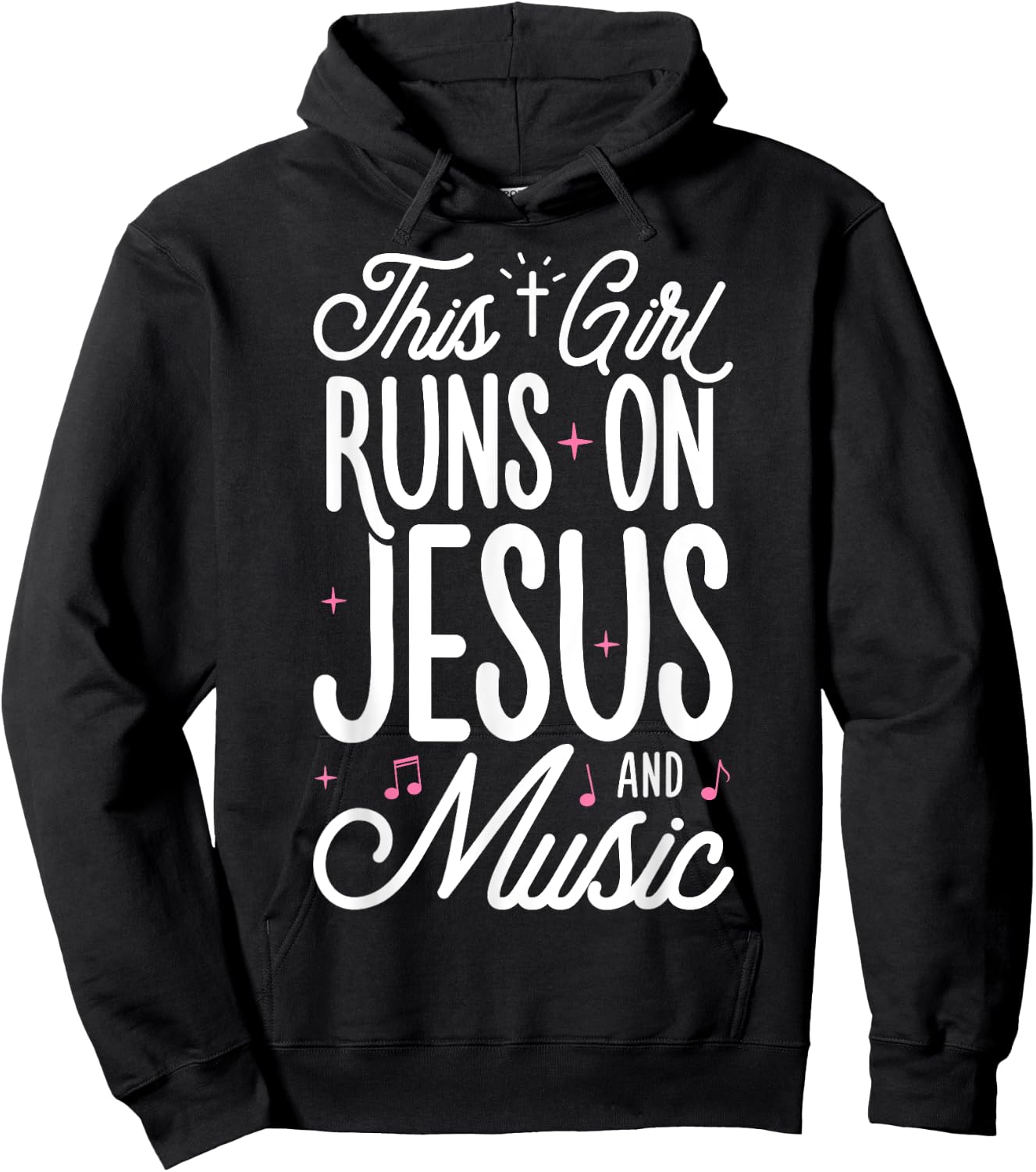 This Girl Runs On Jesus And Music Lover Christian Women Gift Hoodie - Hoodie | Black