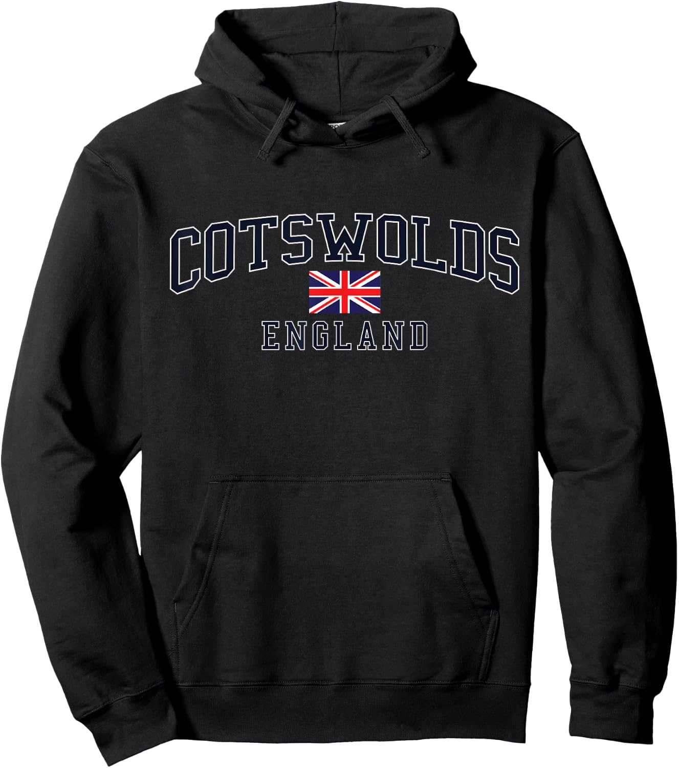 English Countryside Designs Cotswolds England United Kingdom Flag - Women's Grey Small Modern Flag Christmas Hoodie - Hoodie | Black