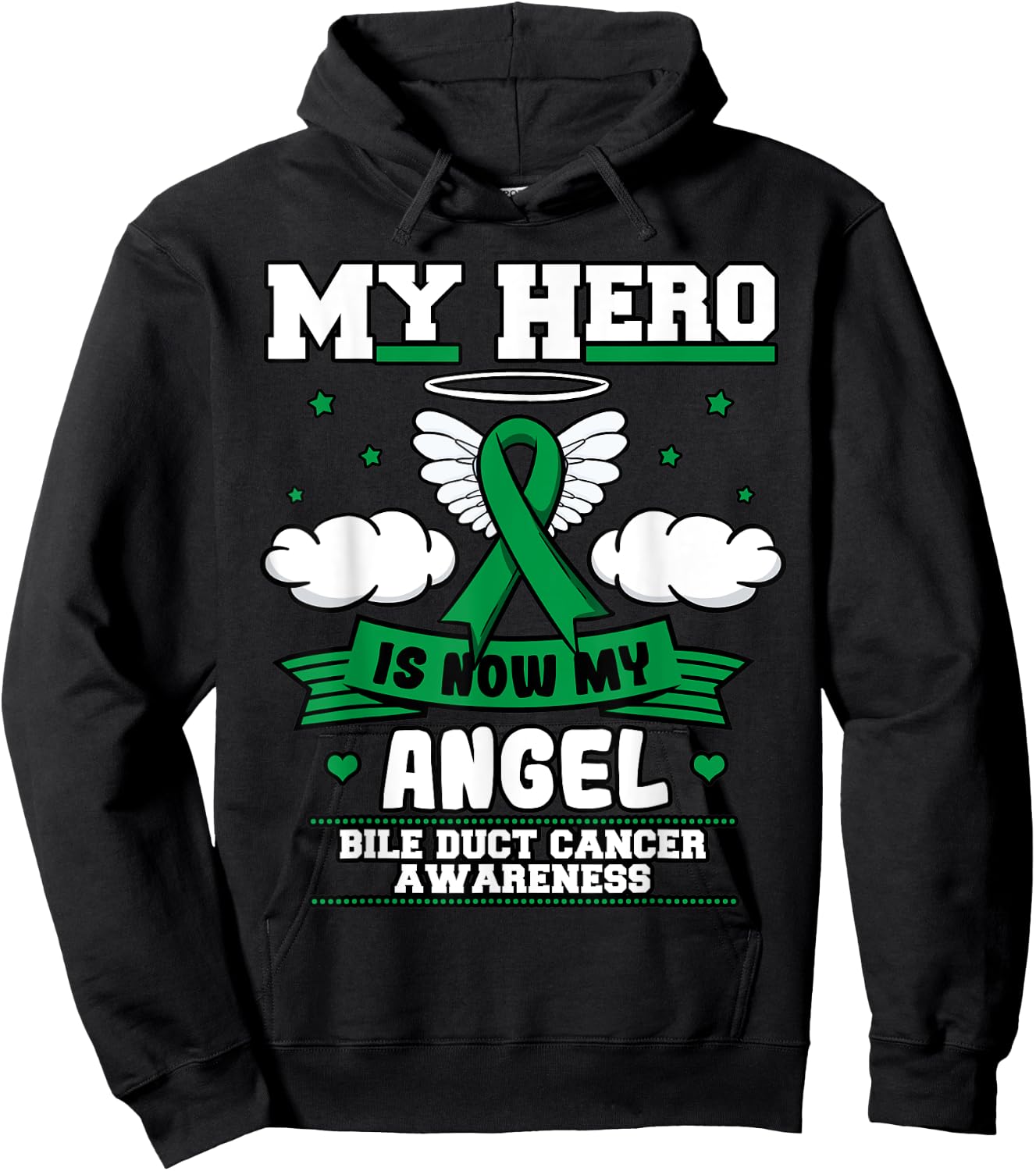 My Hero Is Now My Angel Bile Duct Cancer Awareness Fighter Hoodie - Hoodie | Black