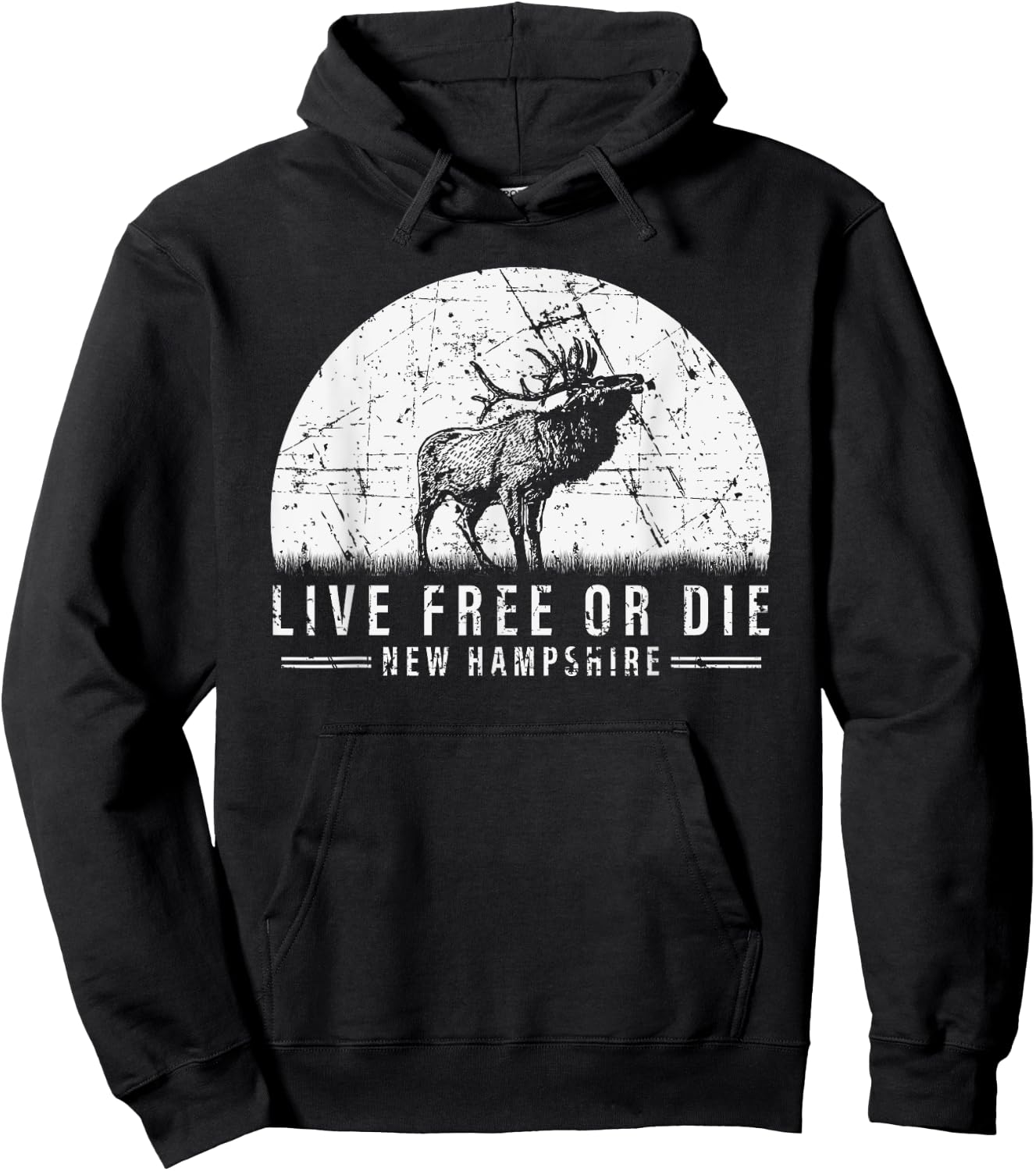 Live Free Or Die New Hampshire Nature Vintage Graphic Hoodie - Hoodie | Black