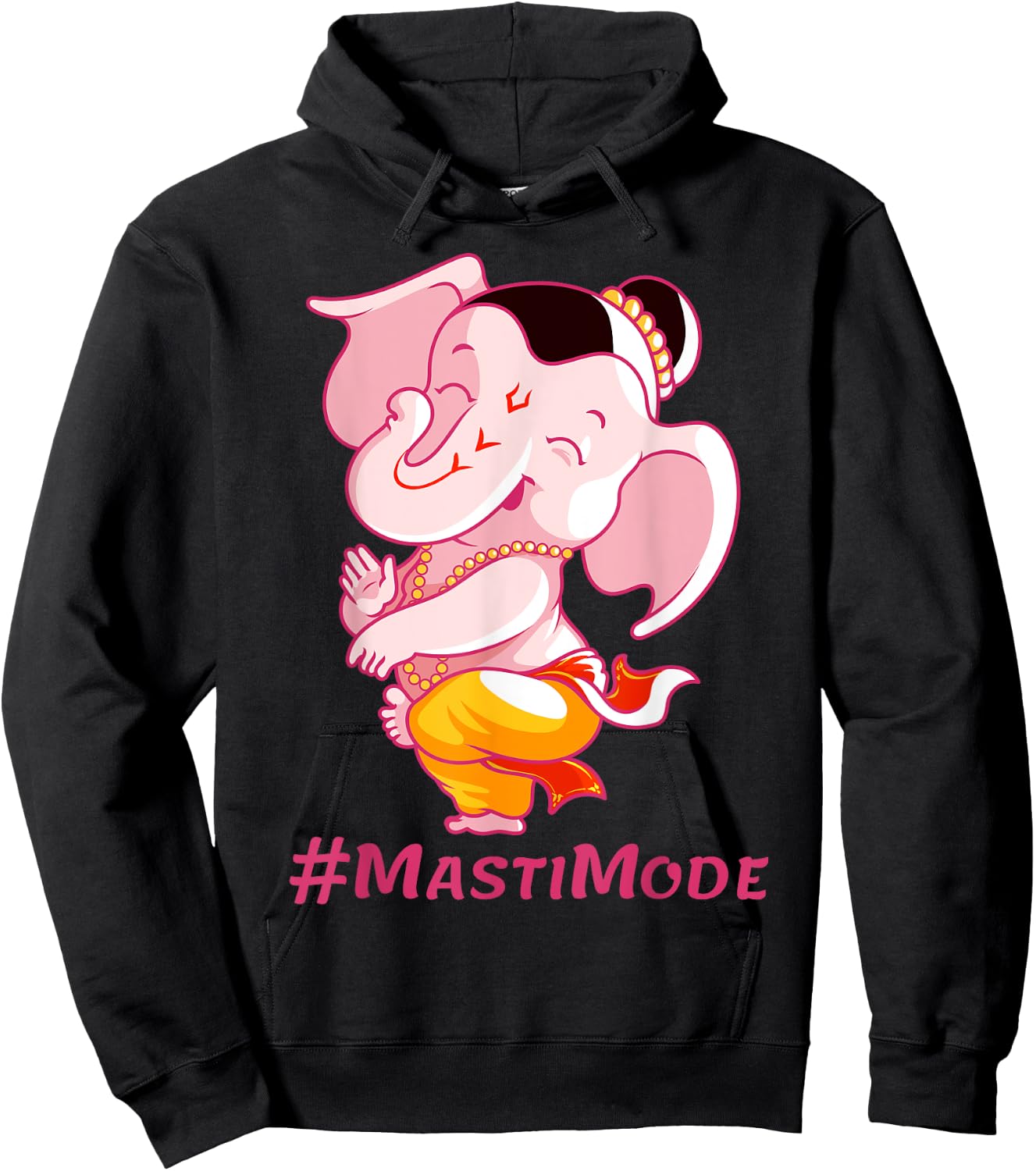 Dancing Lord Ganesha Image with Masti Mode Text Hoodie - Hoodie | Black