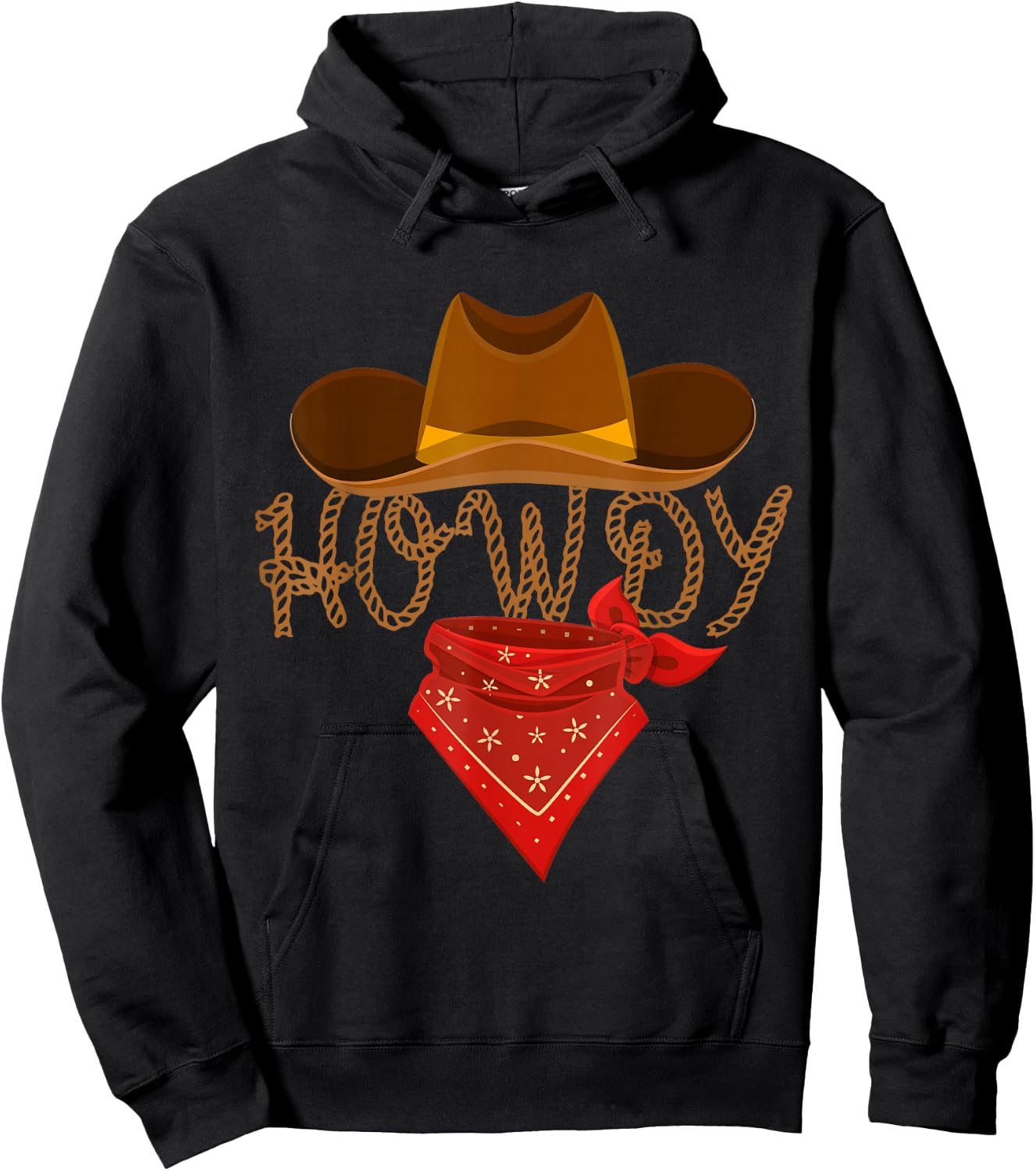 Distressed Howdy Cowboy Hoodie - Hoodie | Black