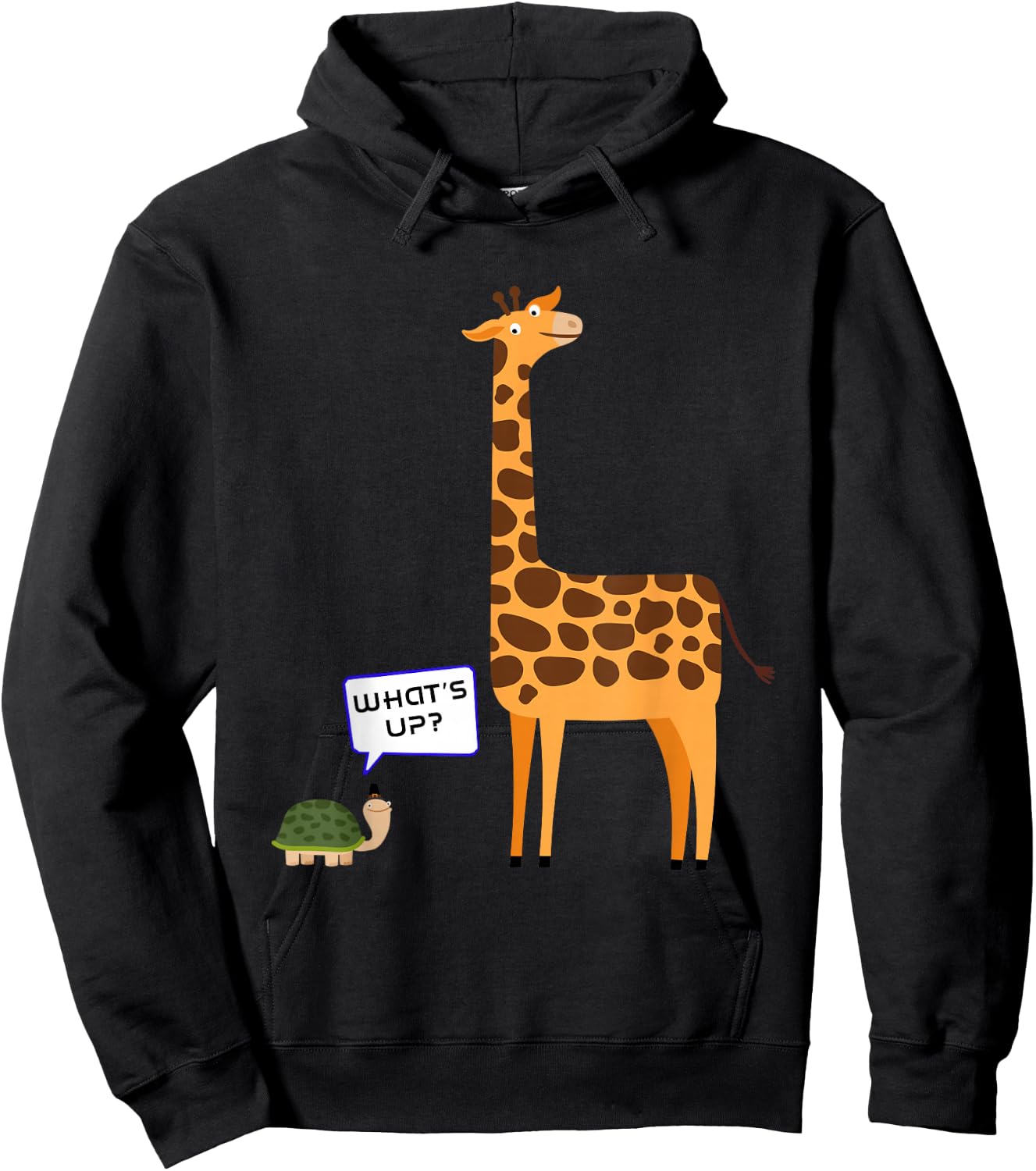 What's Up? Funny Turtle and Giraffe gift Hoodie - Hoodie | Black