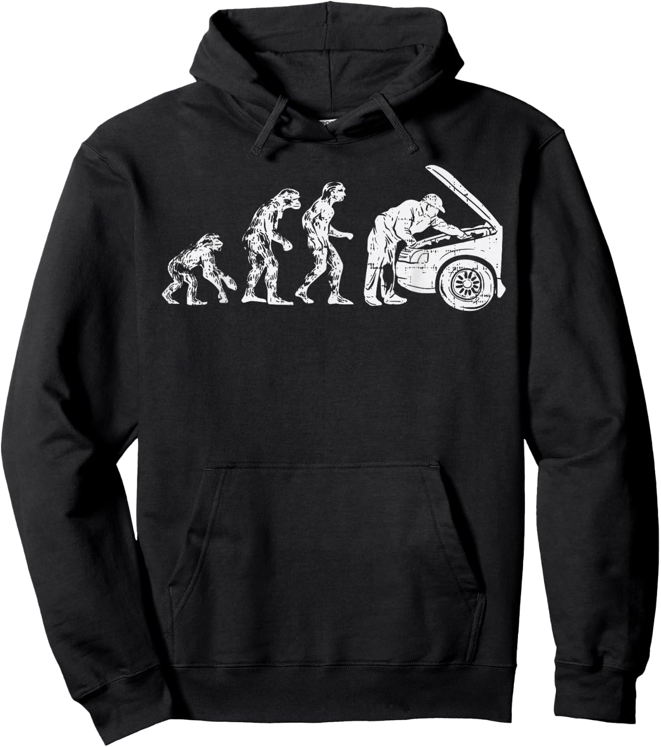 Human Evolution Car Mechanic Funny Automotive Dad Men Gift Hoodie - Hoodie | Black
