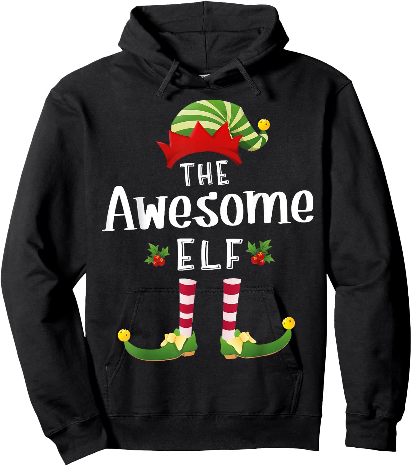 Awesome Christmas Elf Matching Pajama X-Mas Party Hoodie - Hoodie | Black