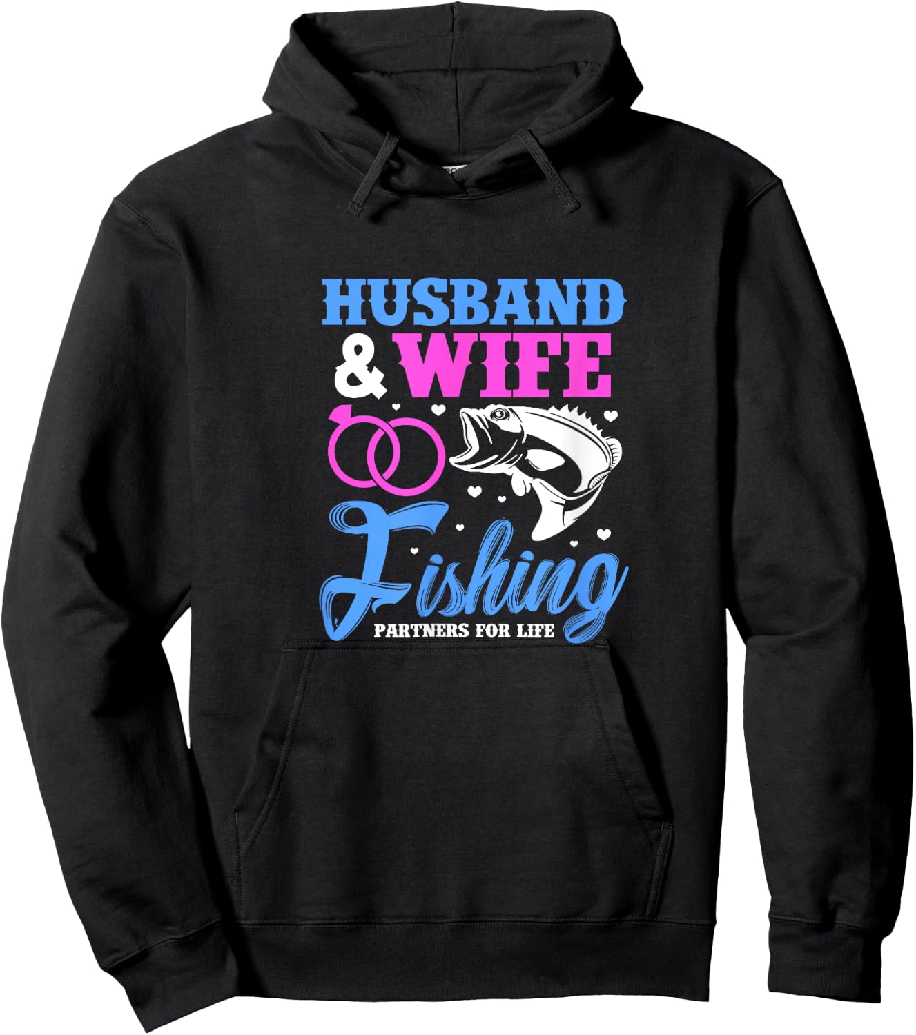 Husband & Wife Fishing Partners For Life Wedding Anniversary Hoodie - Hoodie | Black