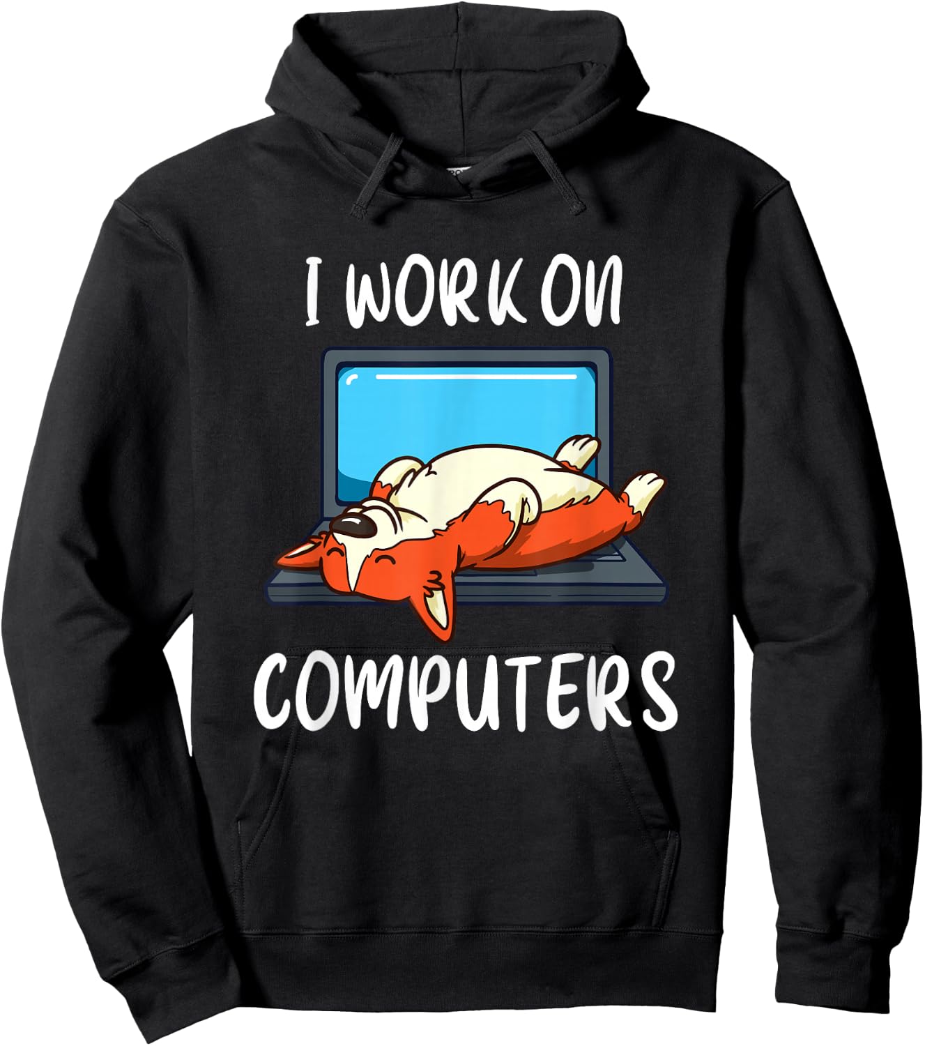 Funny Corgi Programmer Coding Shirt Work From Home Tech Gift Hoodie - Hoodie | Black