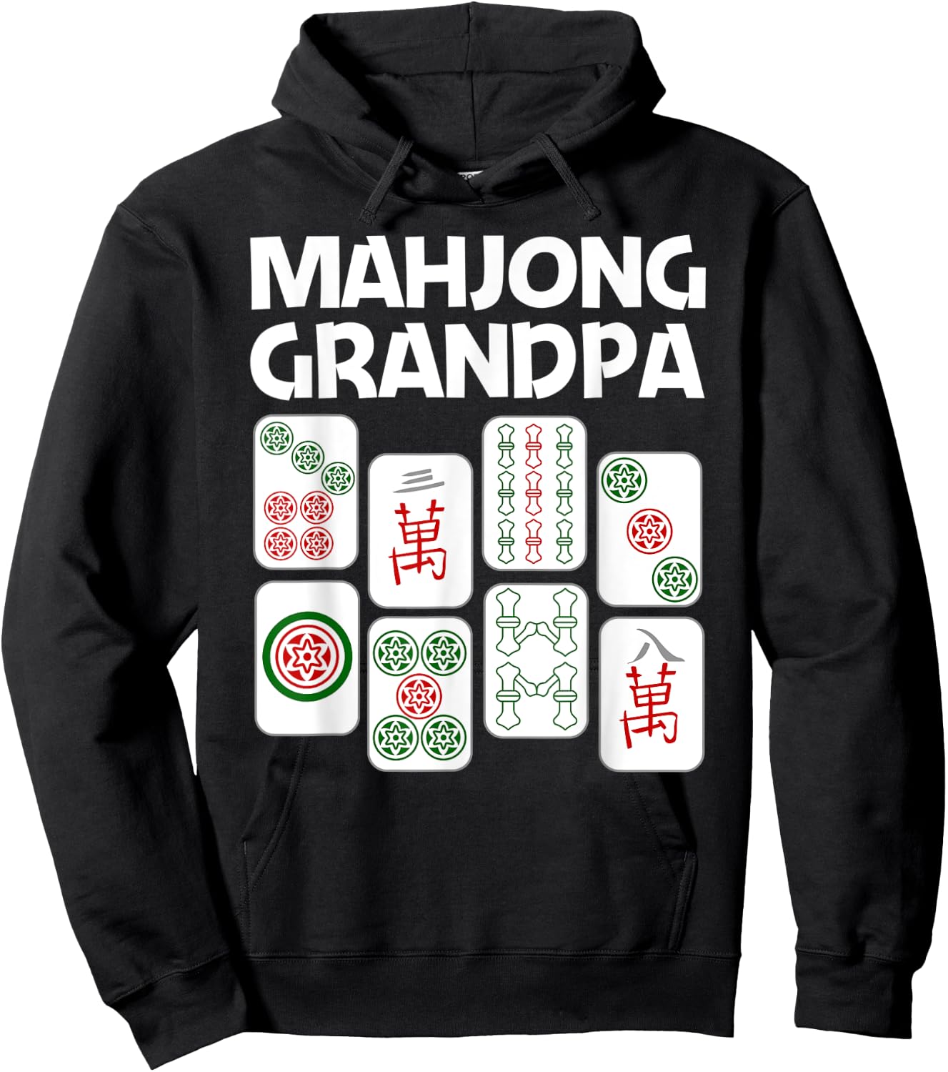 Funny Mahjong Gift Grandpa Dad Men Tile Game Lover Players Hoodie - Hoodie | Black